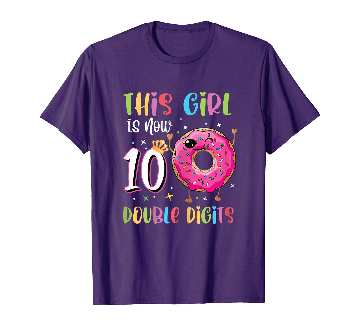 This Girl Is Now 10 Double Digits 10th birthday Donut T-Shirt