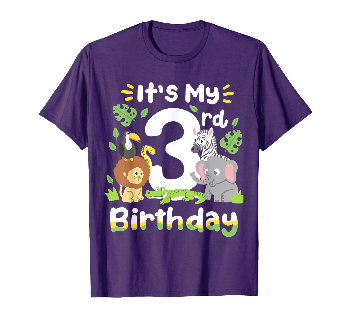 Jungle Safari 3rd Birthday Zoo Animal Three Years Old Kids T-Shirt