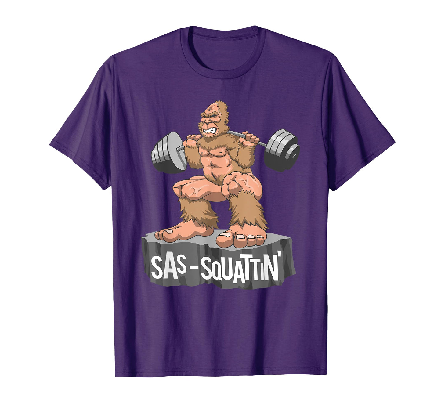 Sas Squattin, Sasquatch Bigfoot Weightlifting Leg Day T-Shirt