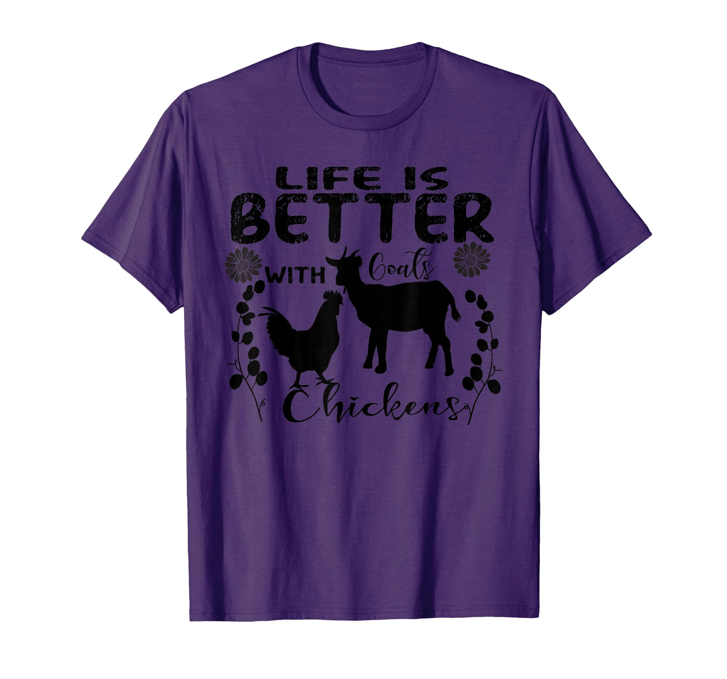 Life Is Better With goats chickens Vintage Farming Animals T-Shirt