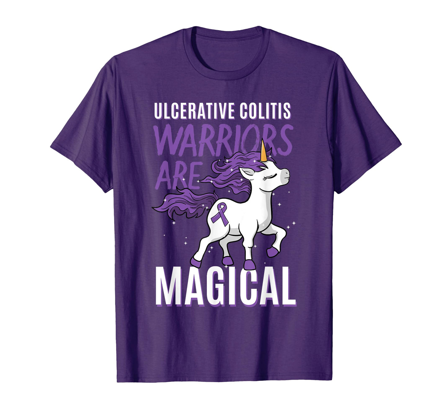 Ulcerative Colitis Awareness IBD Unicorn Purple Ribbon Gift T-Shirt