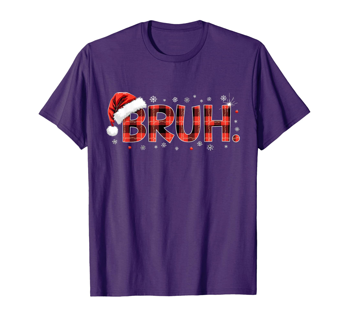Bruh Christmas Plaid Gifts For Teens Boys Kids Xmas Pajamas T-Shirt