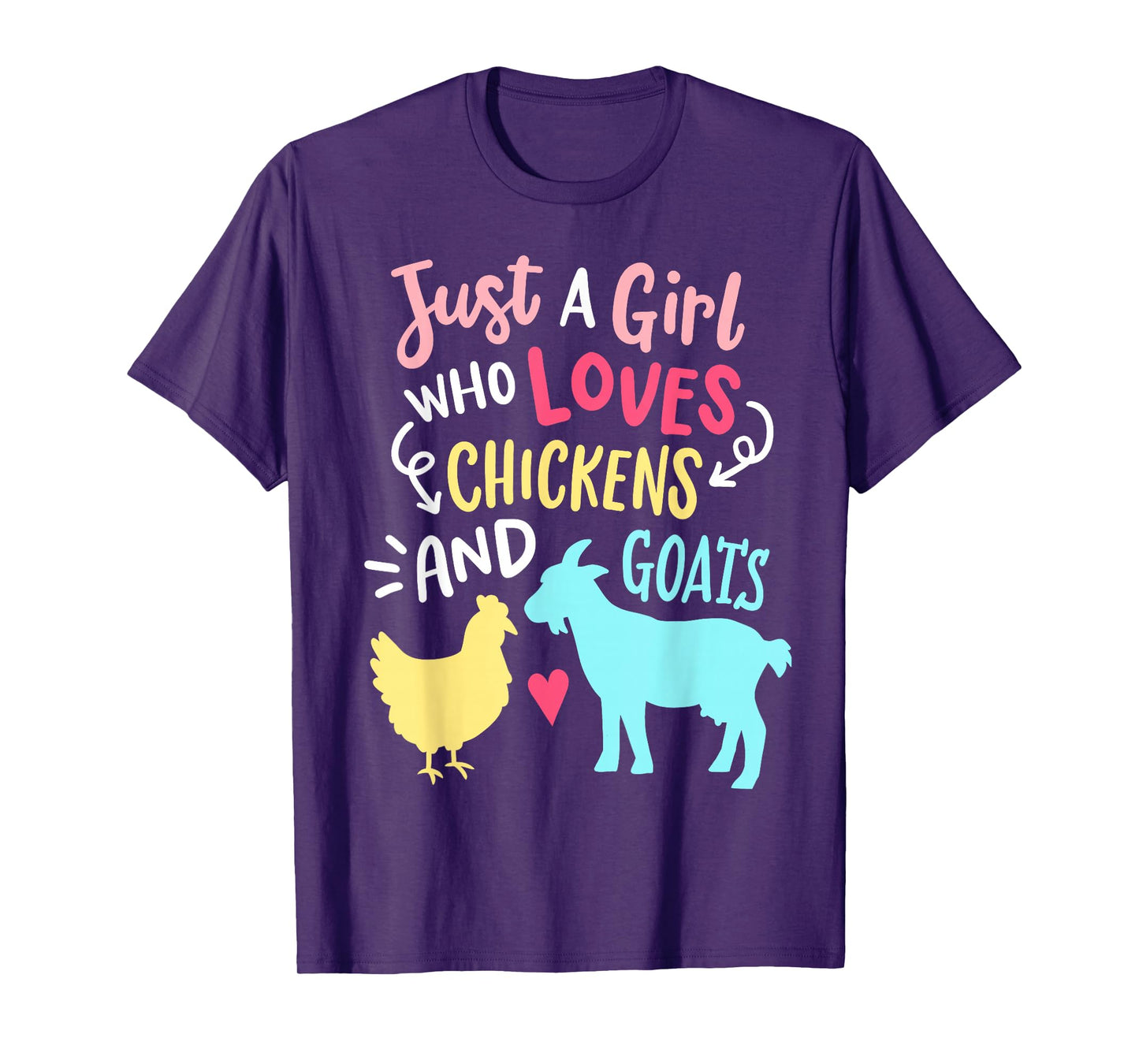 Cute Girl Who Loves Chickens Goats Lover Farmer Girls Funny T-Shirt