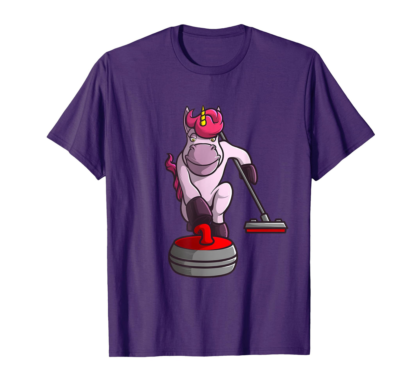 Funny Unicorn Curling Design For Men Women Curling Player T-Shirt