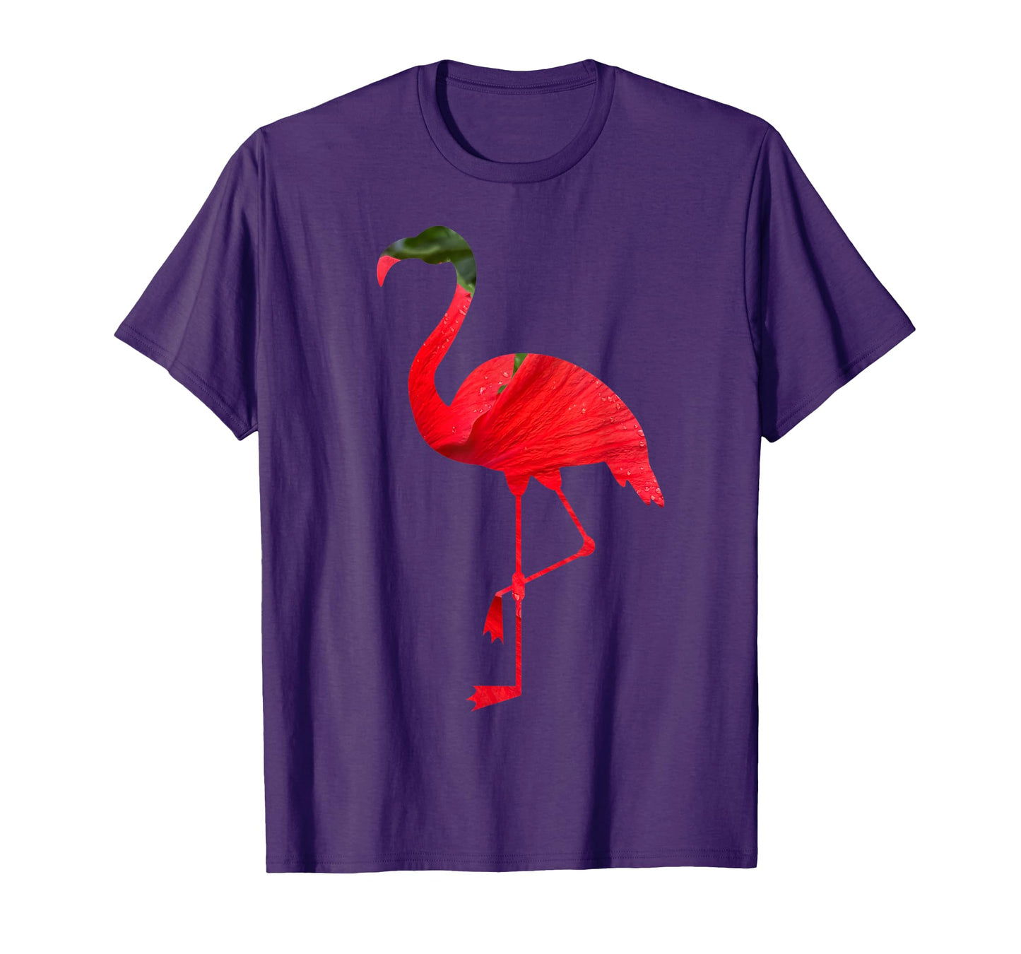 Flamingo Bird Silhouette with Red Hibiscus Flower Flamingoes T-Shirt