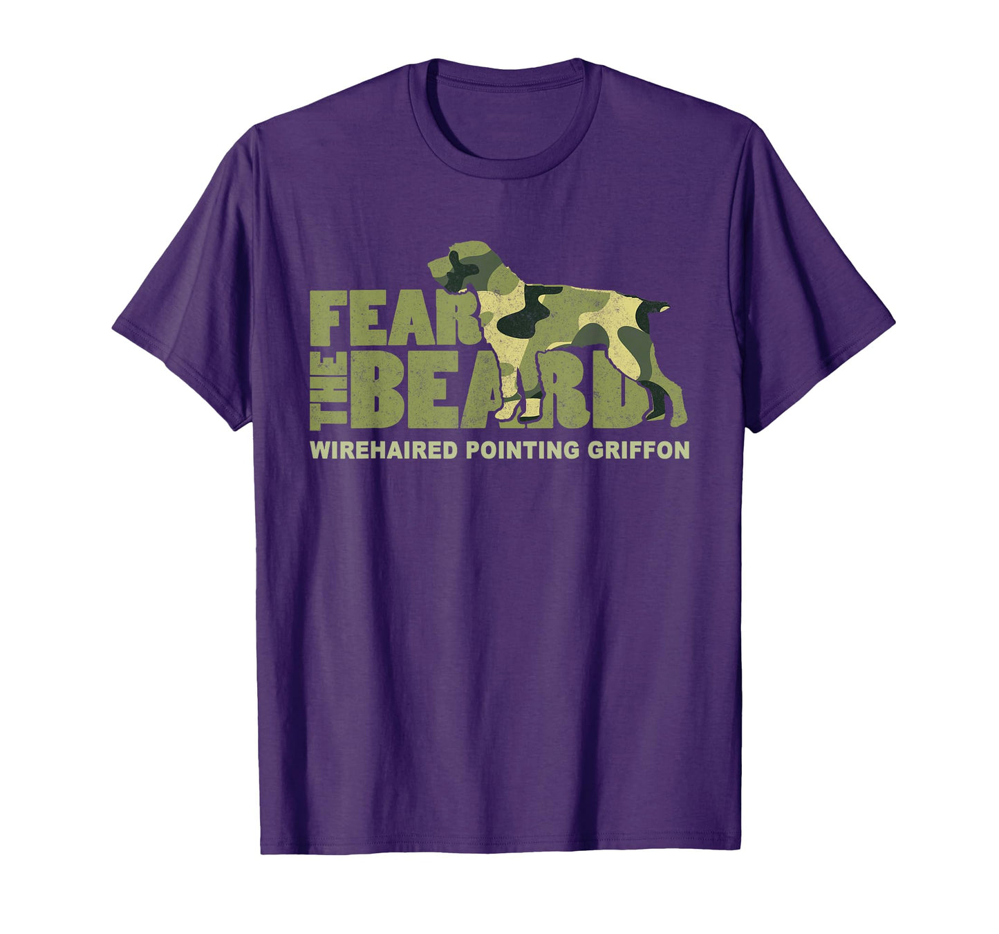 Fear the Beard - Camo Wirehaired Pointing Griffon Hunting T-Shirt