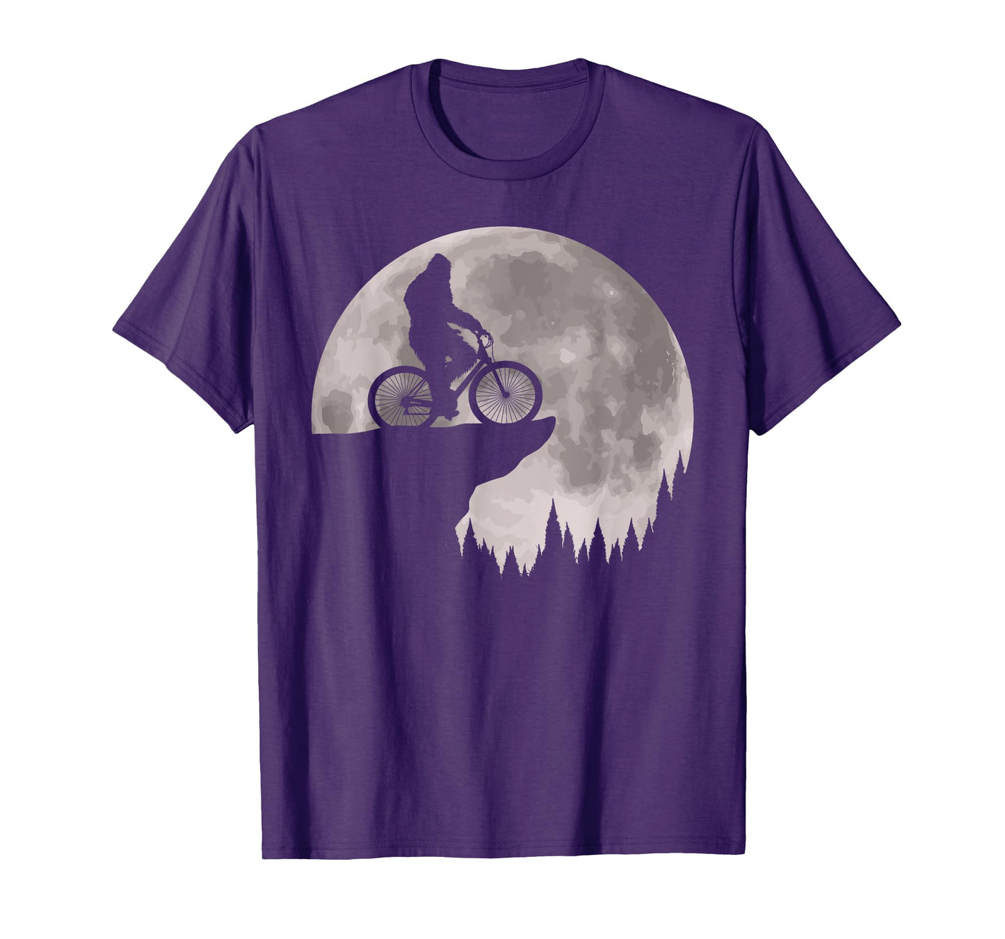 Funny Bigfoot Riding Bike For Bikers! Cool Sasquatch Moon T-Shirt