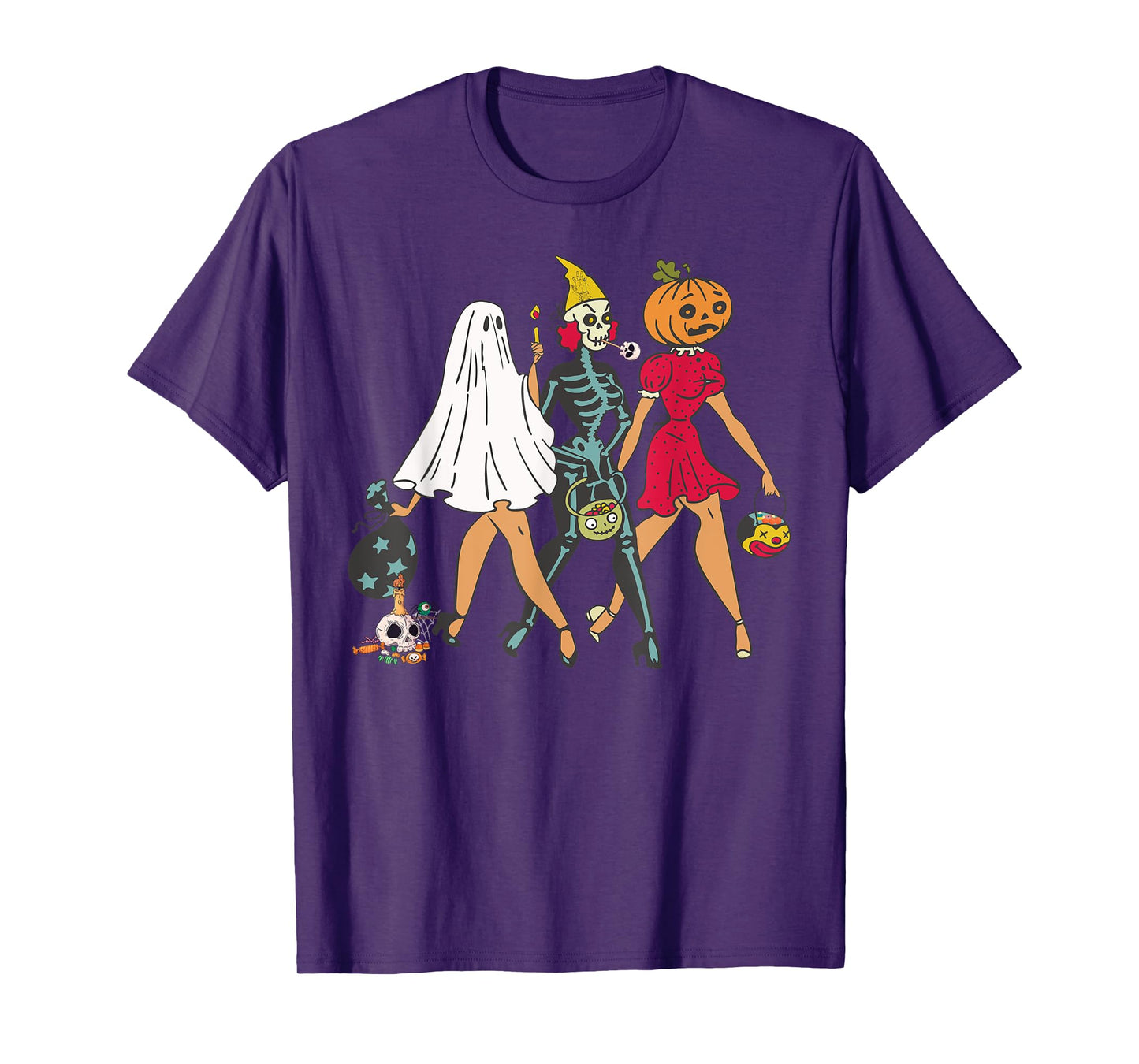 Halloween Witch Pin Up Retro Vintage Pumpkin Women T-Shirt