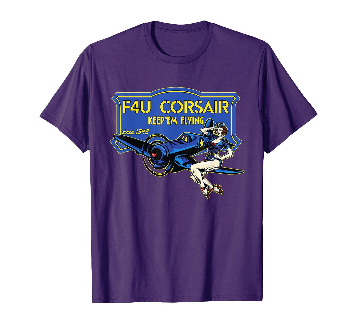 F4U Corsair WW2 Plane Pinup Girl Warbird Airshow Shirt T-Shirt