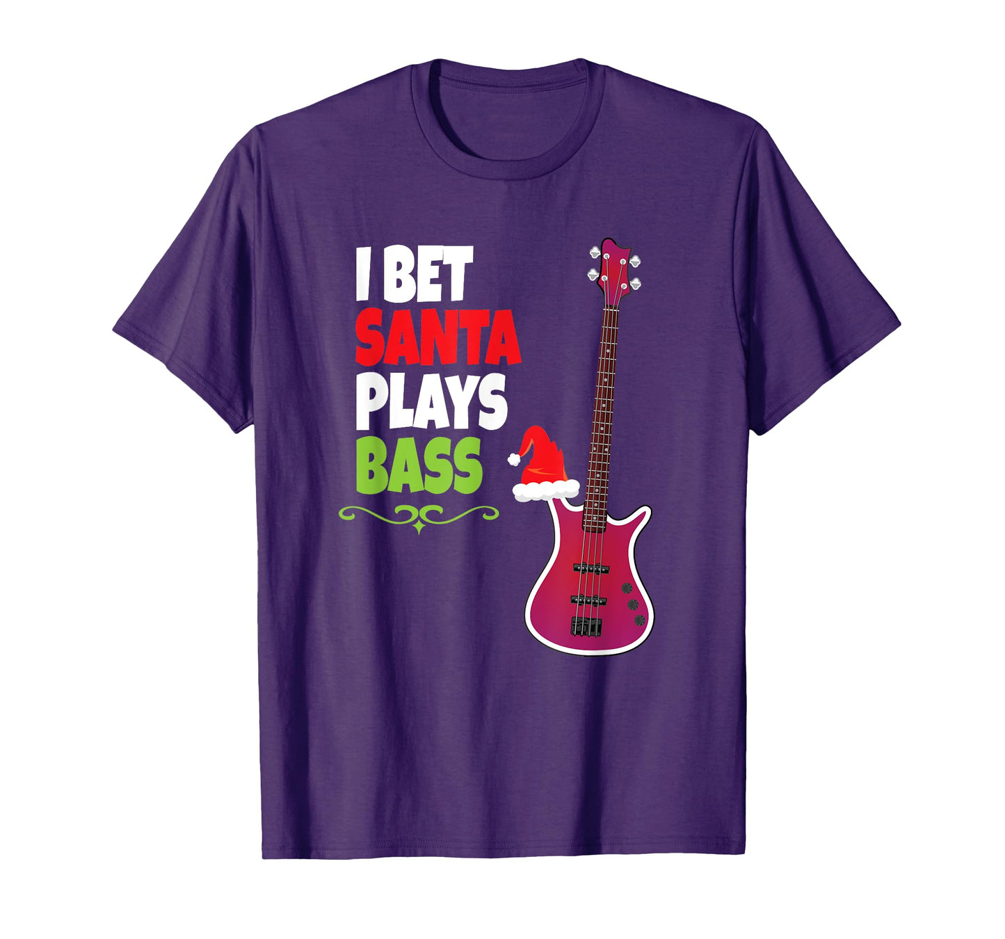 Gift for Bass Guitar Player - Cool Santa Christmas T-Shirt