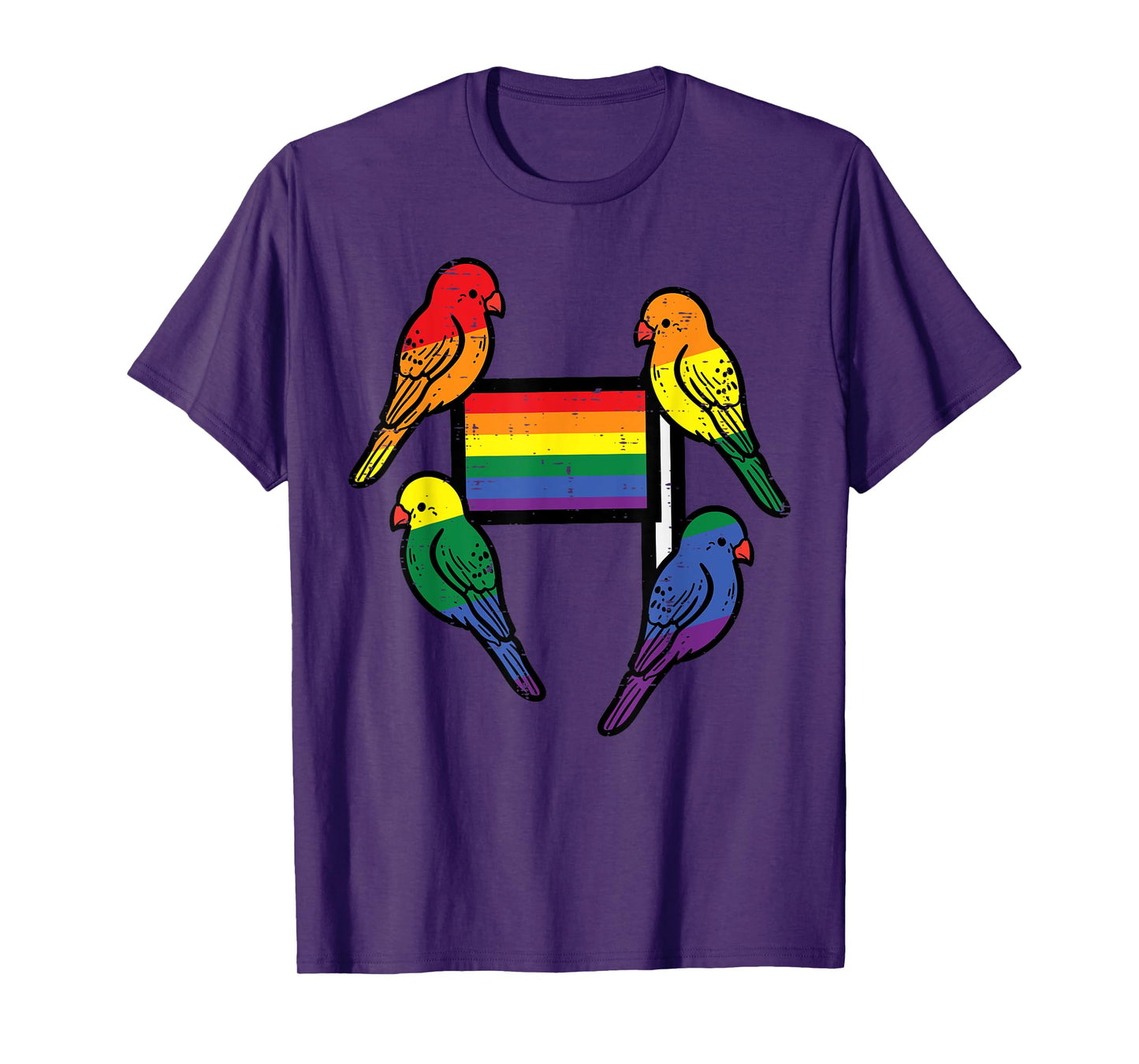 Gay Birds Rainbow Flag Pride Month Lgbtq Ally Men Women Kids T-Shirt
