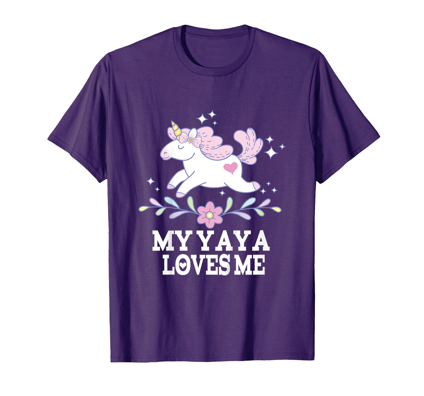 Kids My Yaya Loves Me Granddaughter Unicorn T-Shirt