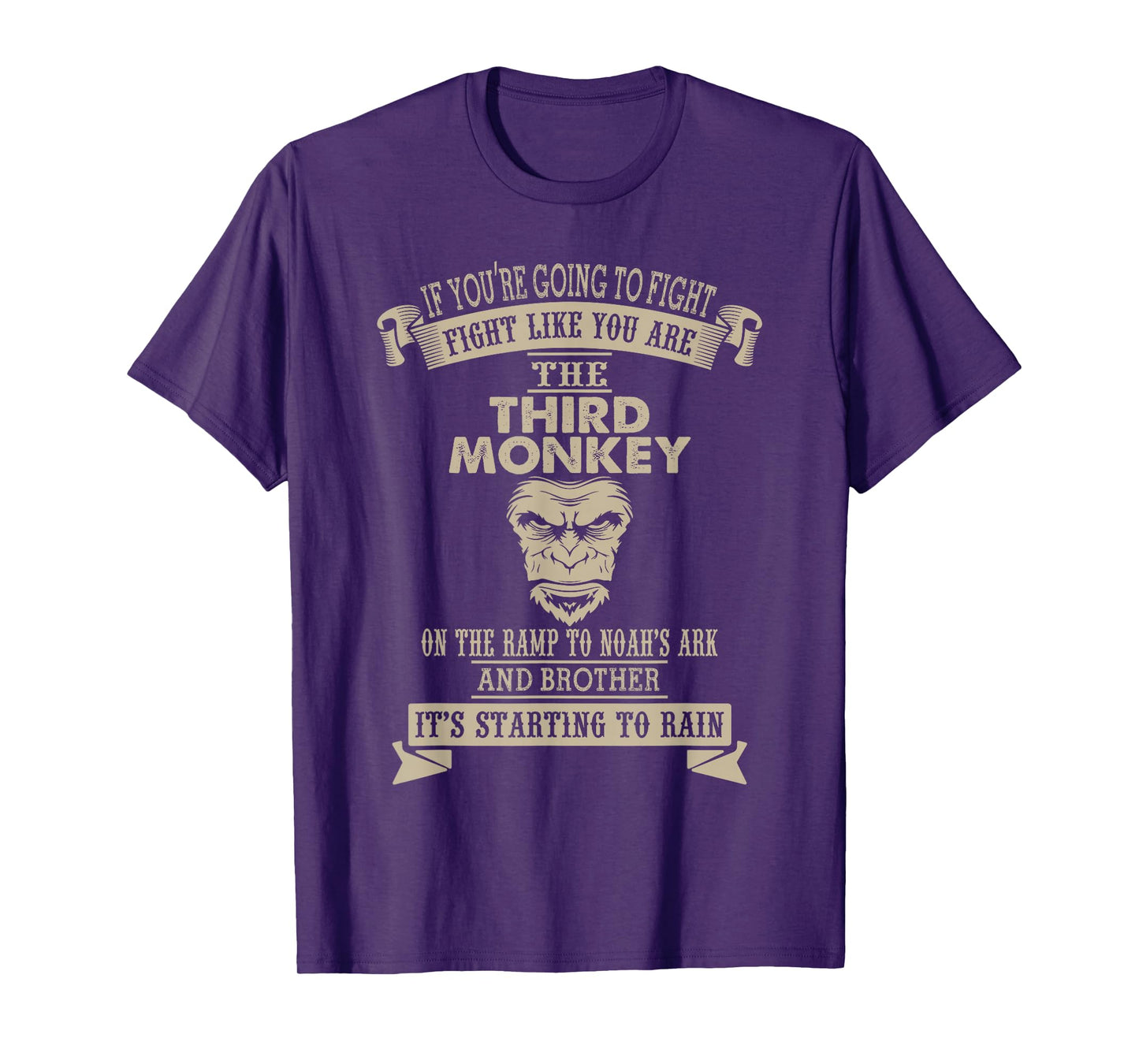Fight Like The Third Monkey Funny Monkey Tee T-Shirt