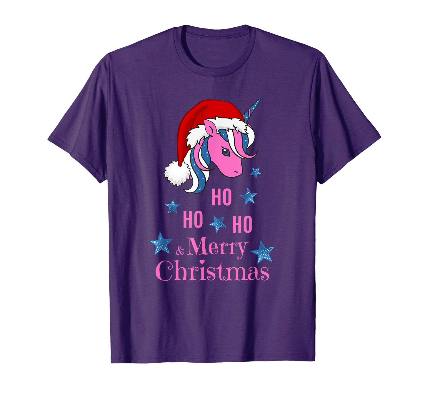 Pink Unicorn Santa Merry Christmas T-Shirt
