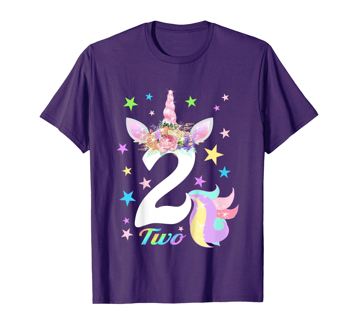 Number 2 (Two) Unicorn 2nd Birthday Shirt for 2 Year Old T-Shirt