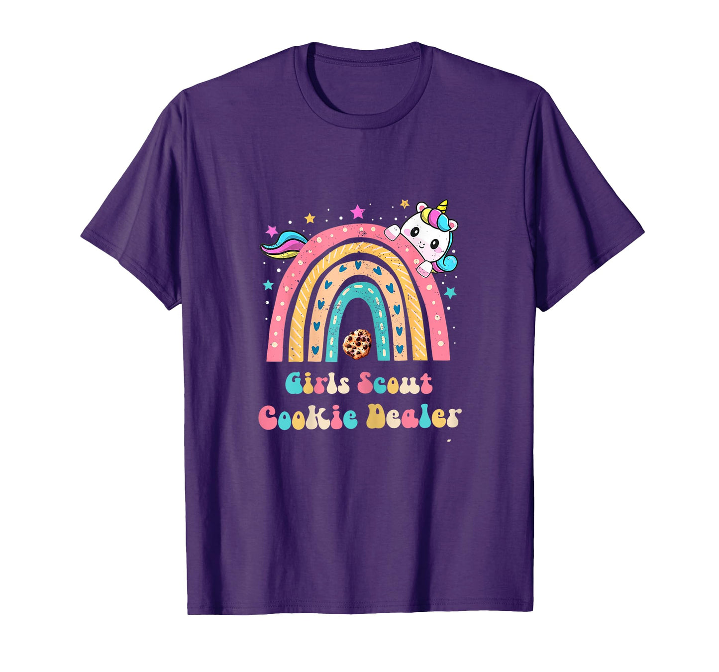 Scouts for Girls Cookie Dealer : Rainbow and Unicorn Design T-Shirt
