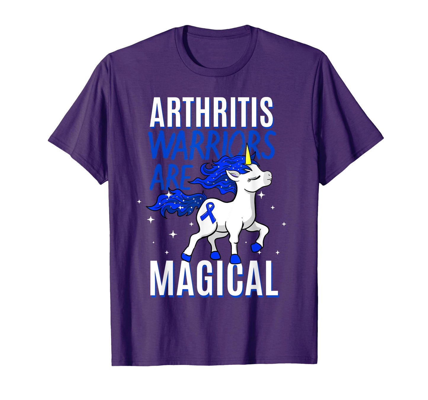 Arthritis Warrior Magical Unicorn Blue Ribbon Inflammation T-Shirt