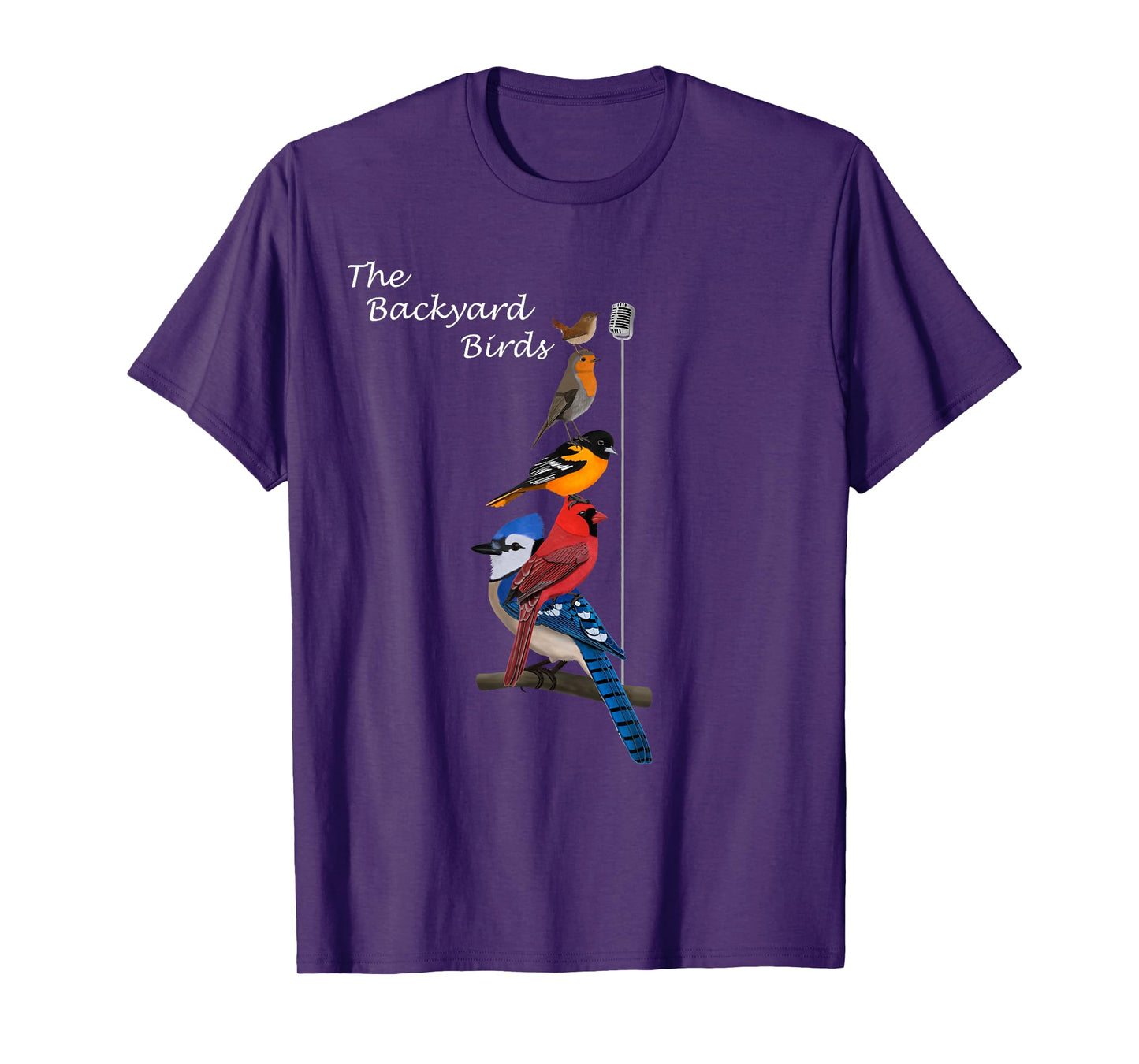 The Backyard Birds Blue Jay Cardinal Wren Bird Birdwatcher T-Shirt