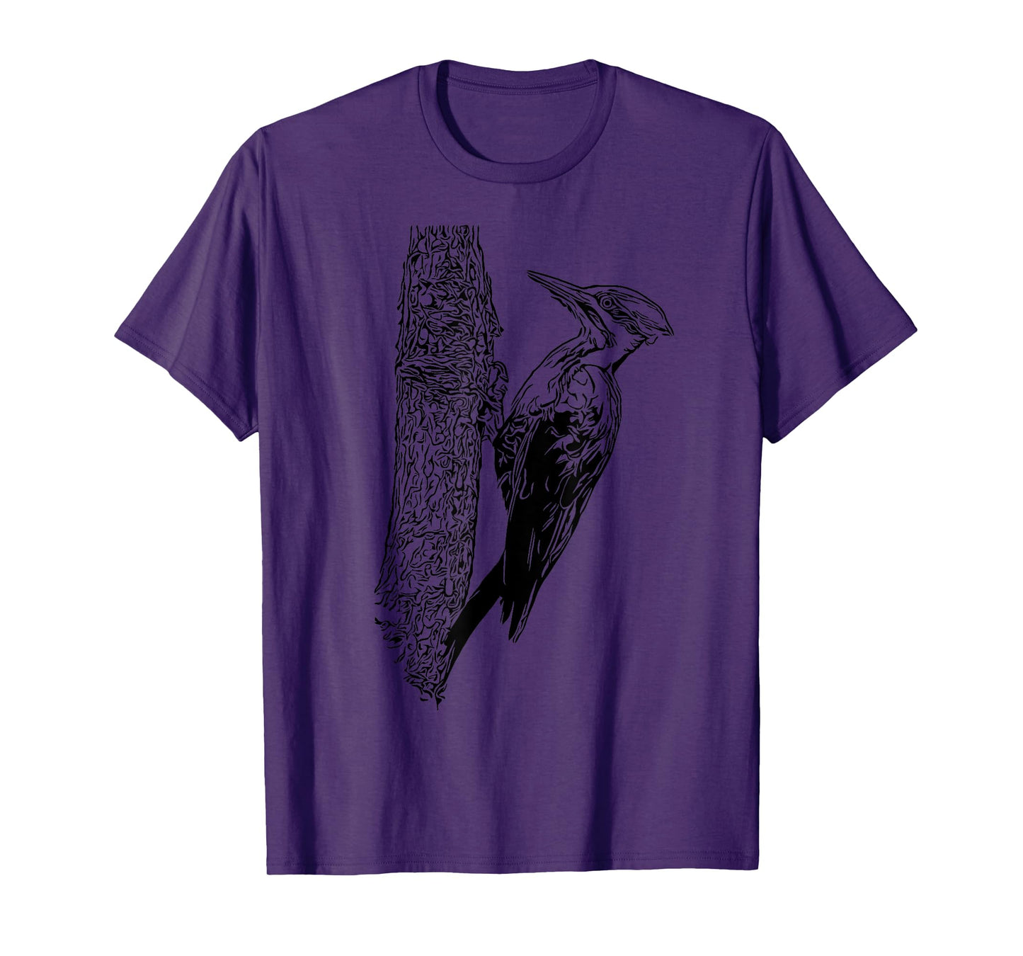Minimalist Bird Tees Pileated Woodpecker Graphic T-Shirt - Unisex Adult - Blue, Black - Small - Crew Neck - Short Sleeve