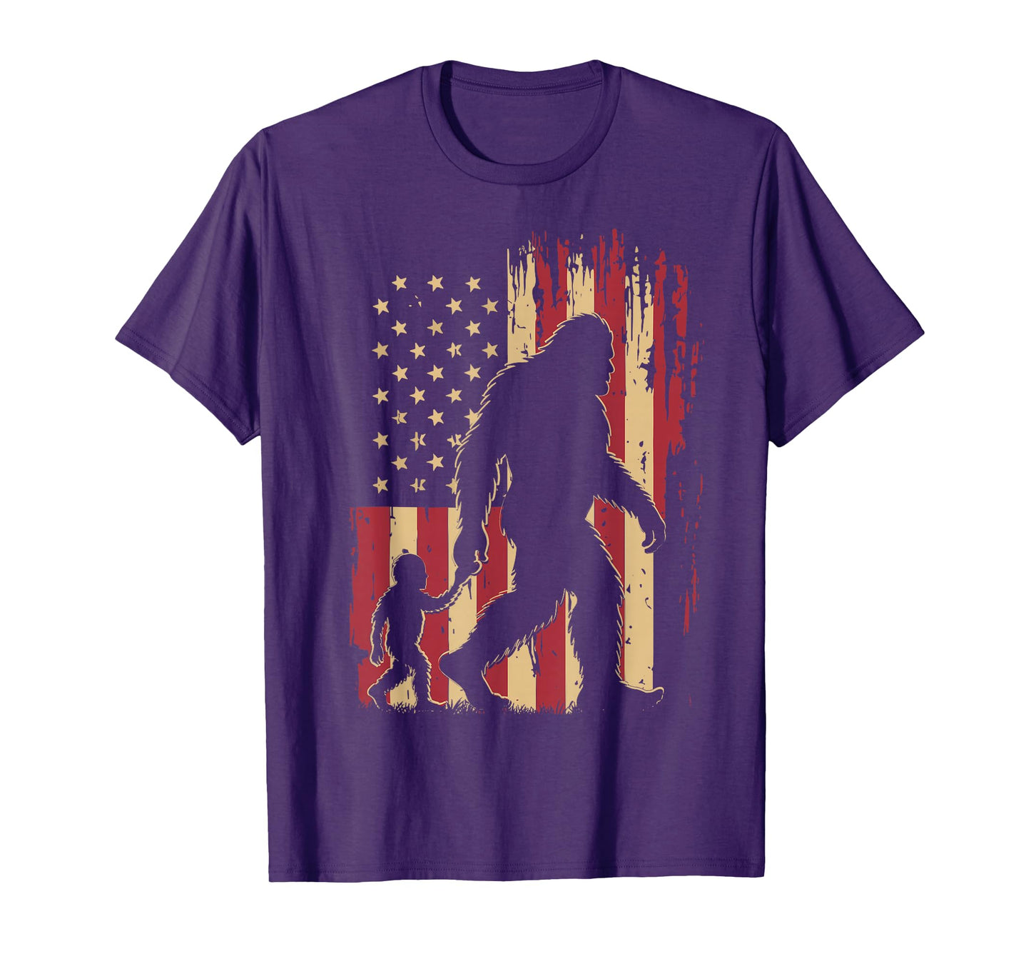 American Flag Bigfoot Dad Fathers Day Sasquatch Fathers Day T-Shirt