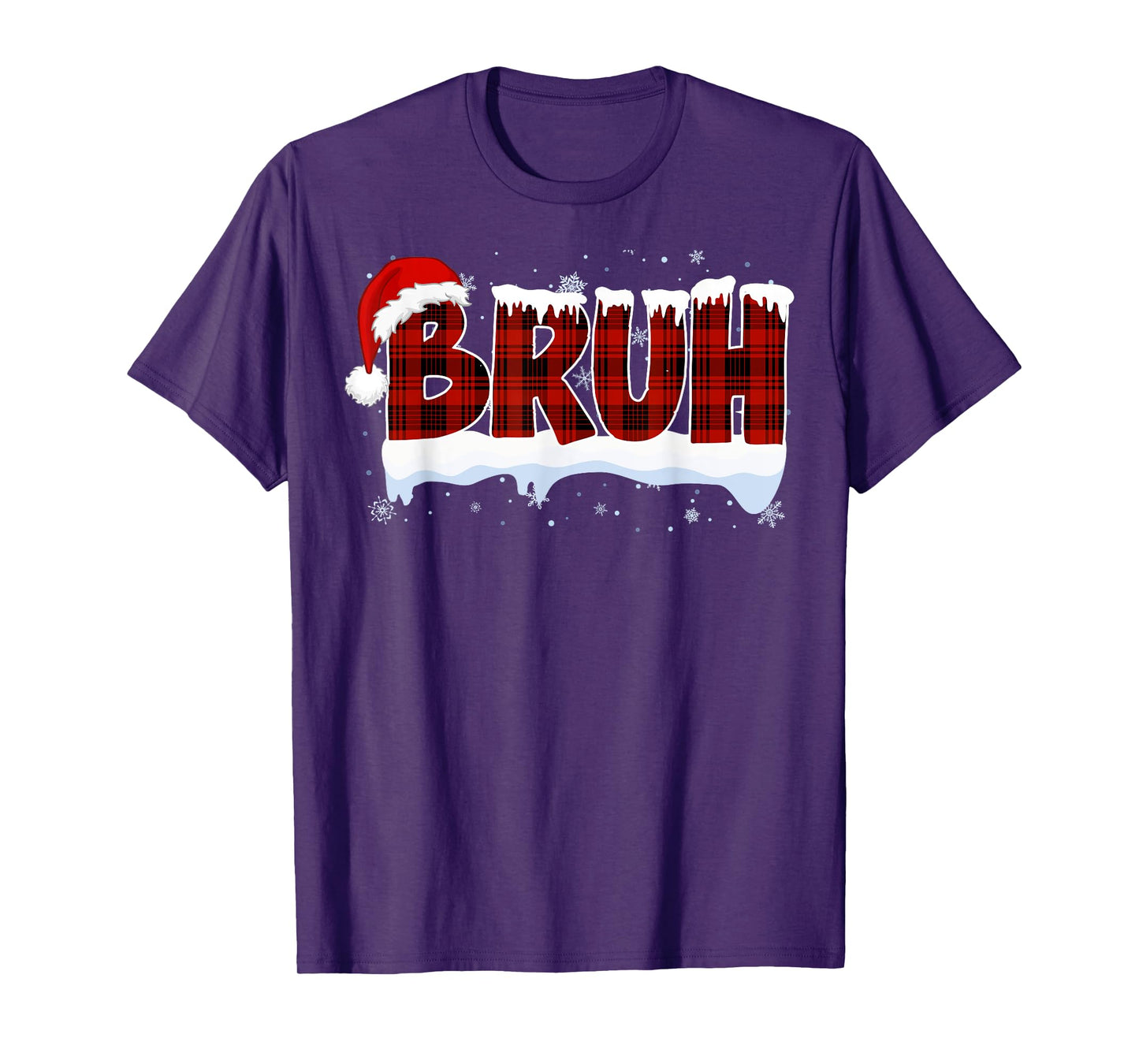 Bruh Funny Christmas Red Plaid Xmas Teens Boys Kids Pajamas T-Shirt