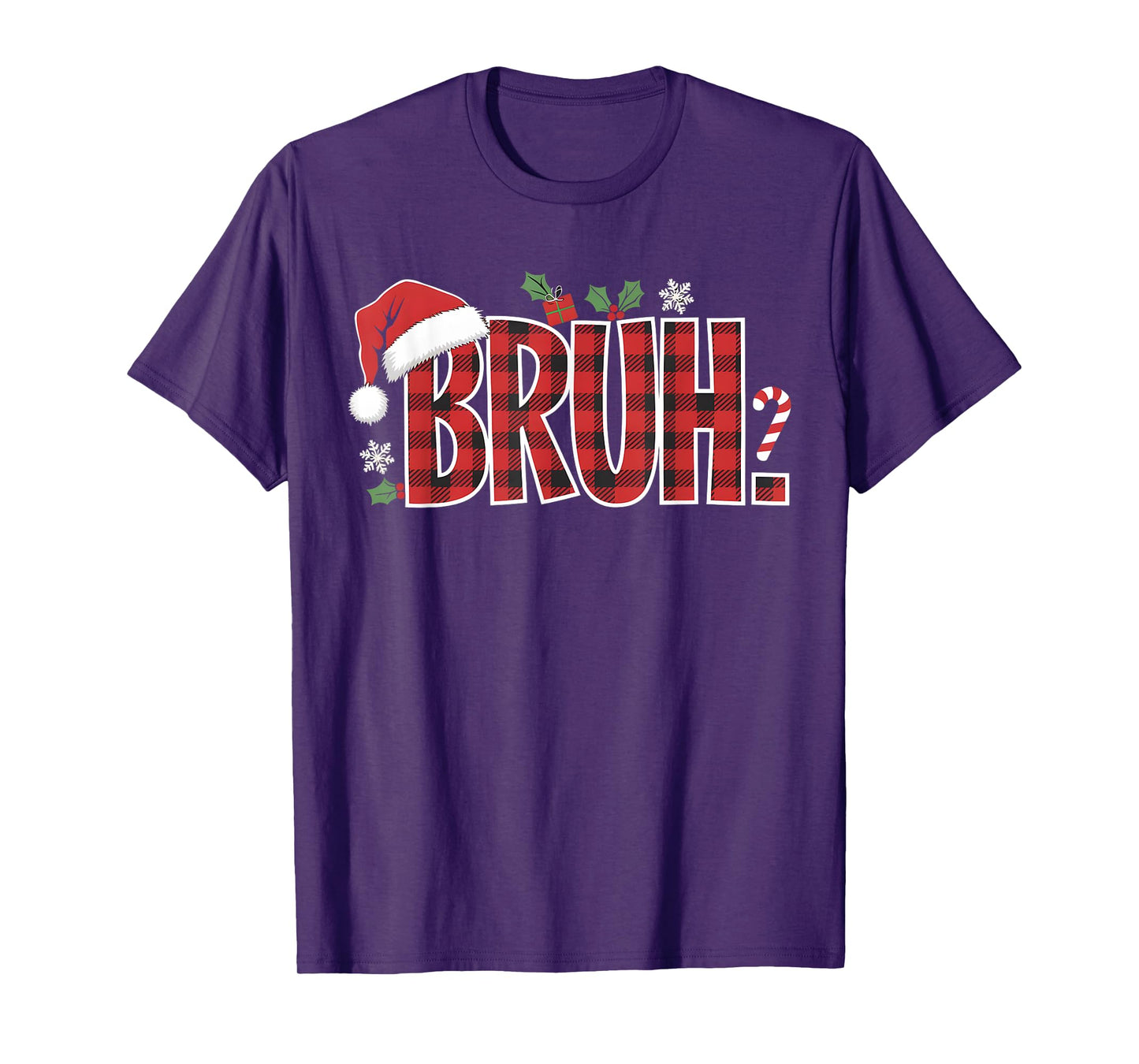 Bruh Christmas Plaid Gifts For Teens Boys Kids Xmas Pajamas T-Shirt