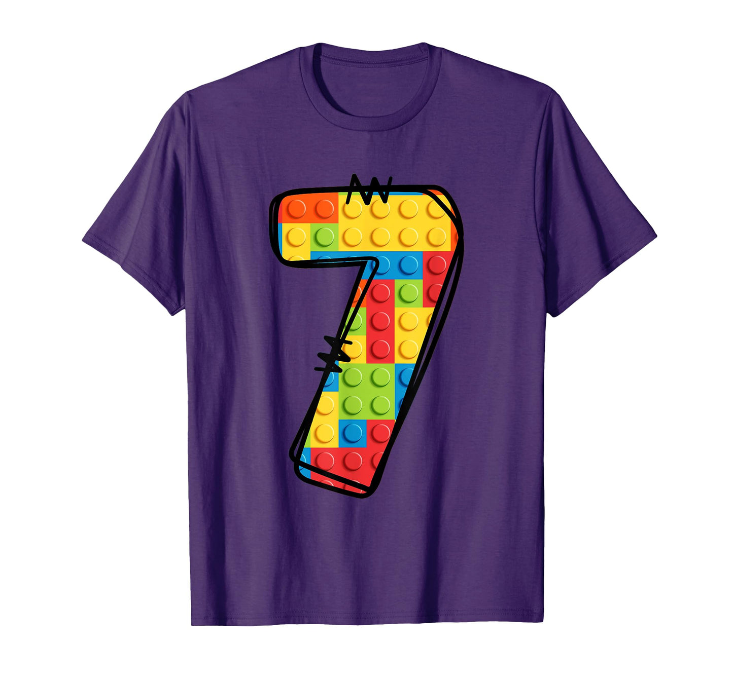 7 Year Old Blocks Building Master Builder 7th Birthday T-Shirt