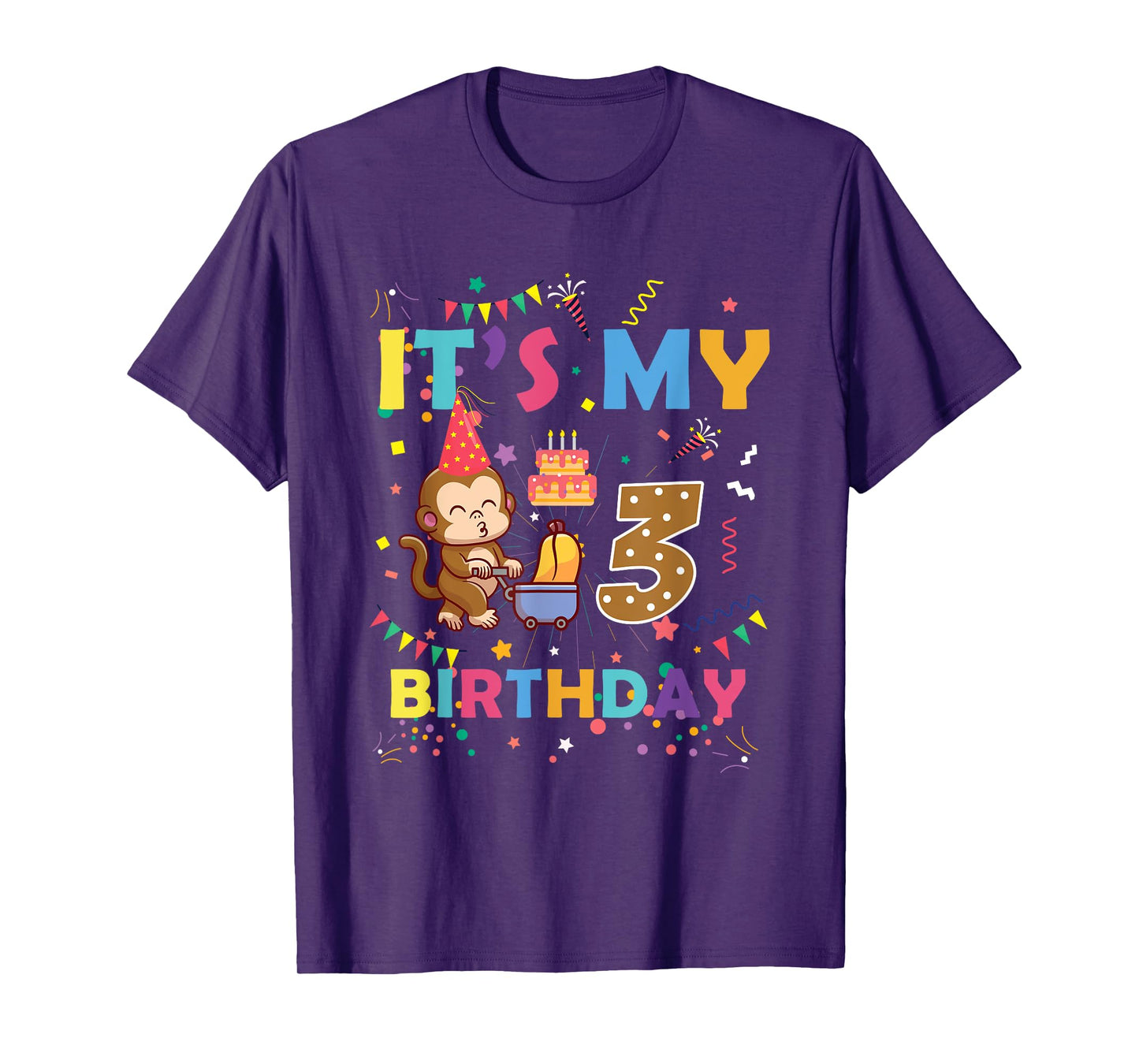 It's My 3rd Birthday Monkey 3 Year Old Boys Girls Kids T-Shirt