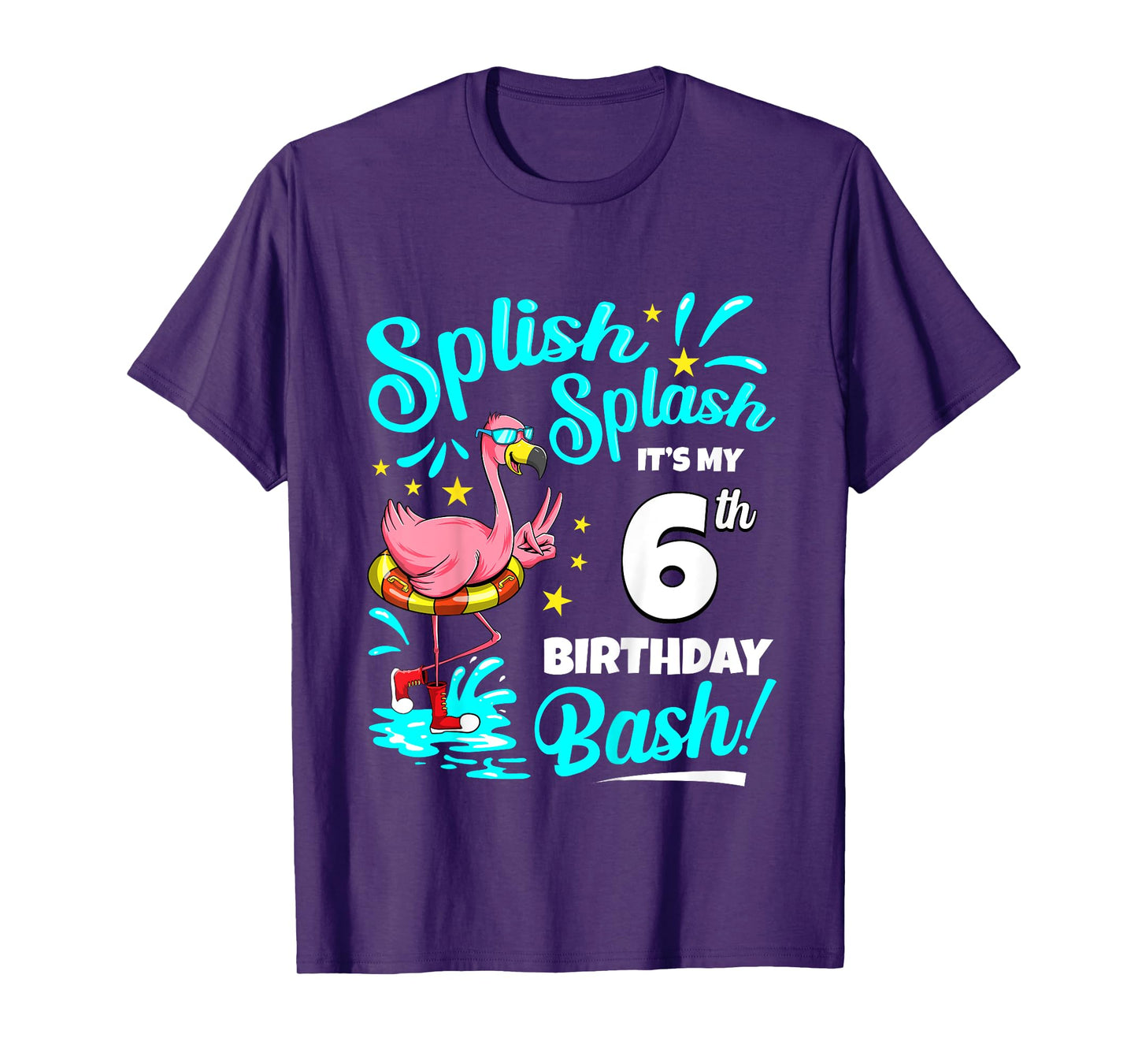 6th Birthday Flamingo 6 Years Old Pool Party Summer T-Shirt