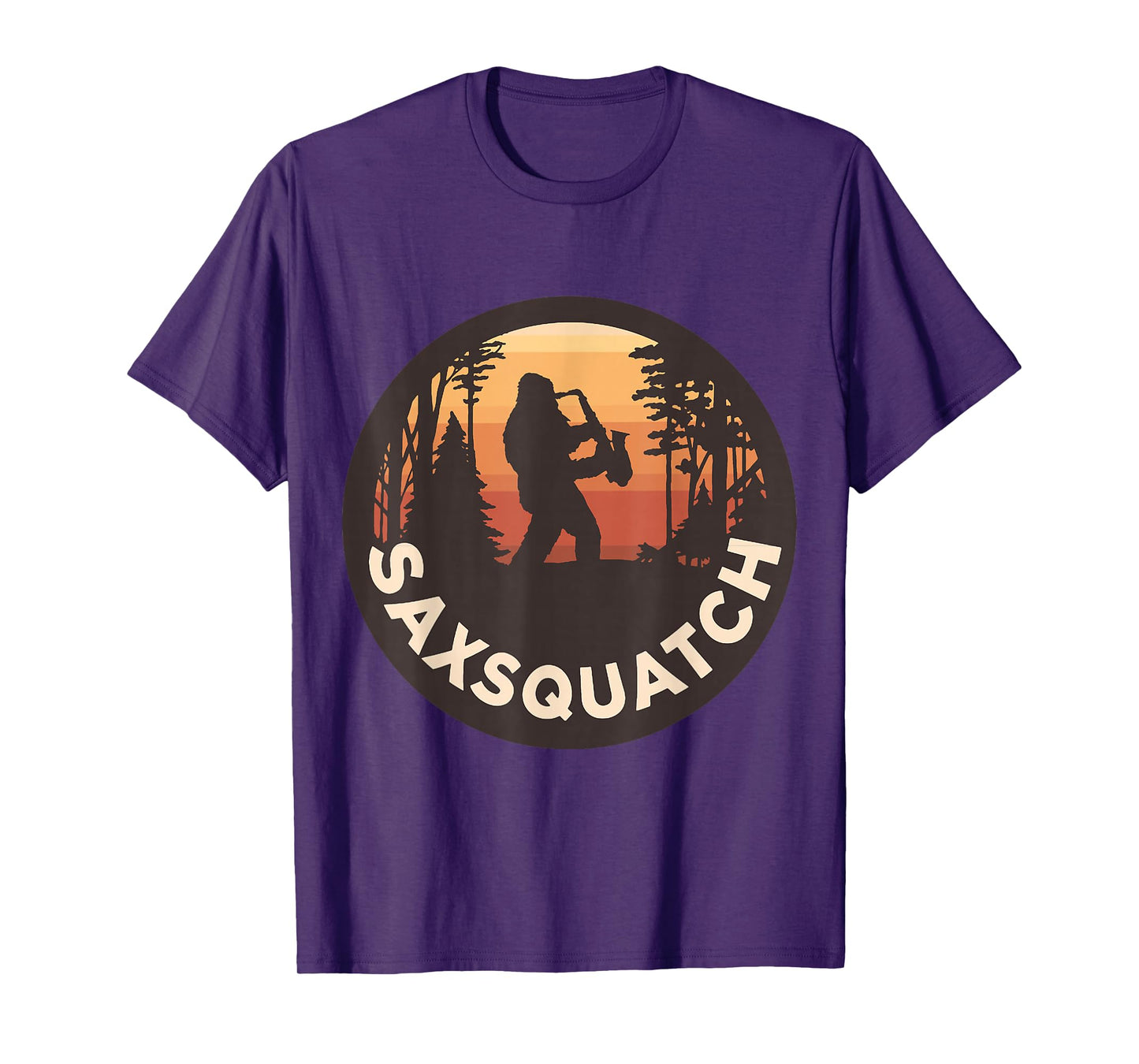 Retro Vintage Sax-Squatch Yeti Bigfoot Playing Saxophone T-Shirt