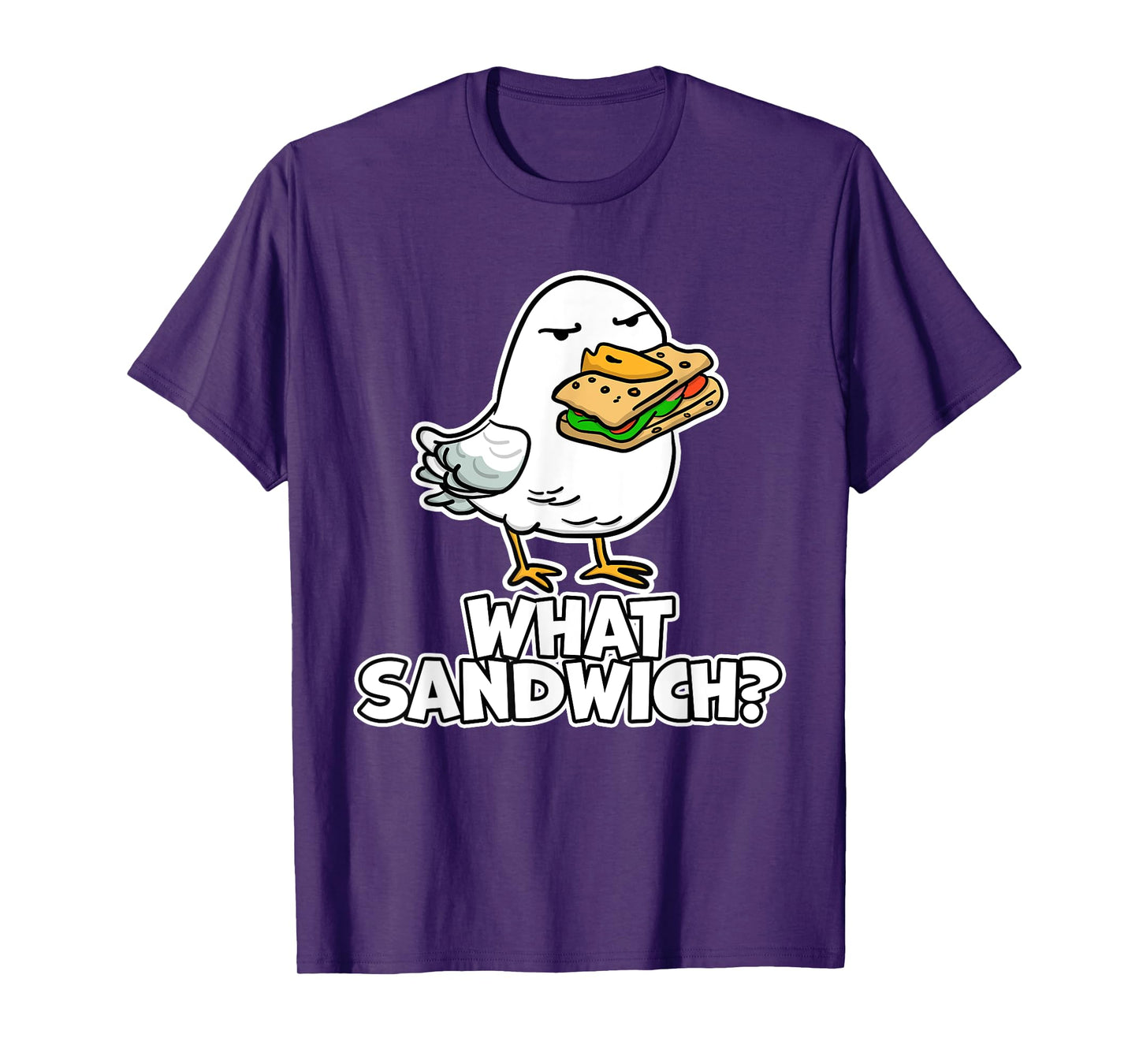 Cartoon Gull Wear To Beach What Sandwich? Funny Seagull Men Women Girls Kids T-Shirt