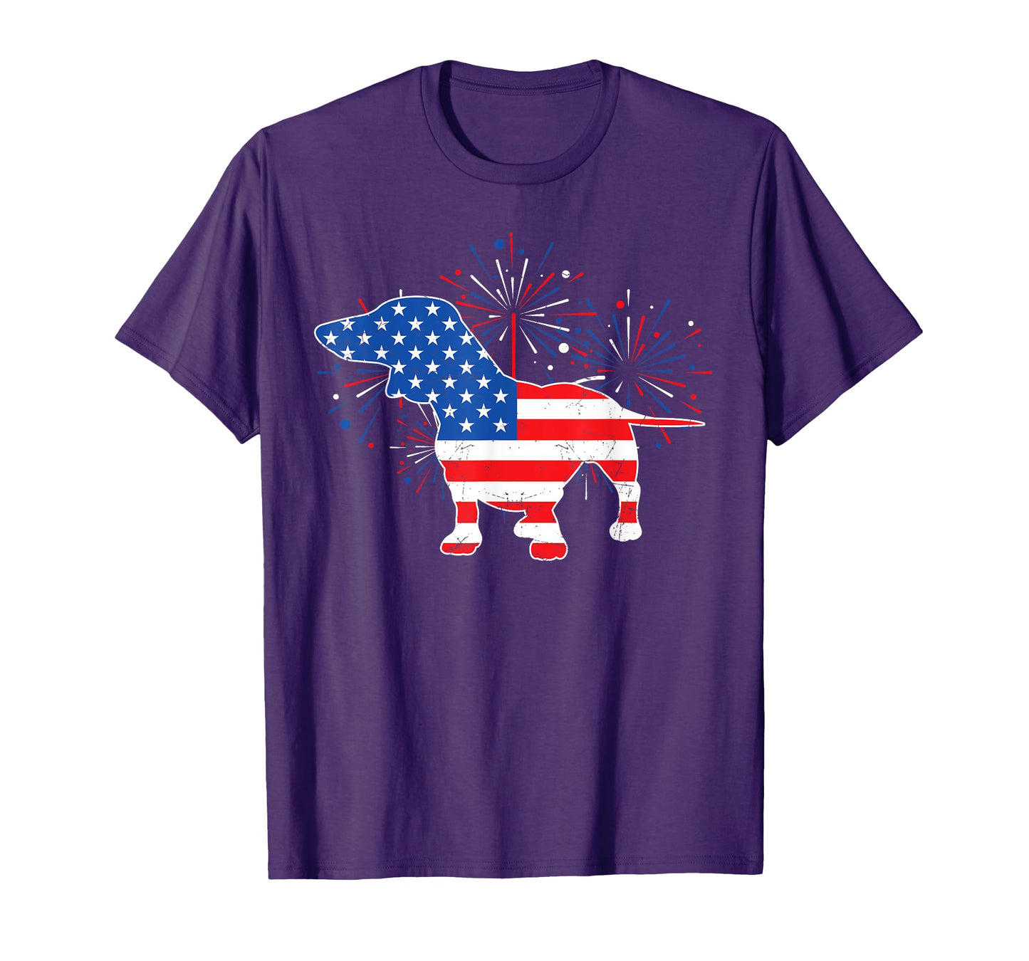 Patriotic American Flag Doxie Lover 4th of July Dachshund T-Shirt