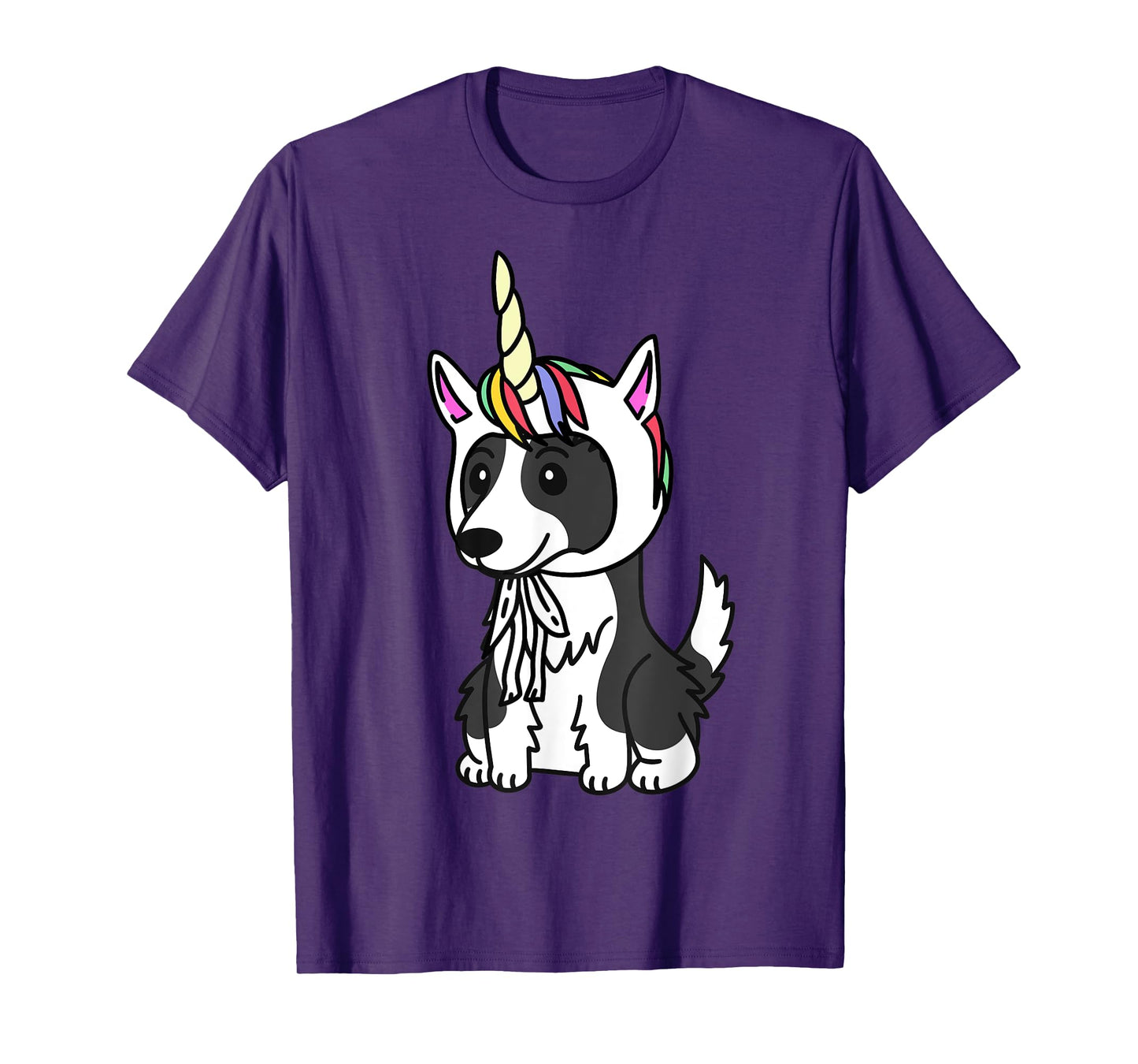 Unicorn Hat Border Collie Funny Dog Men Women Kids T-Shirt