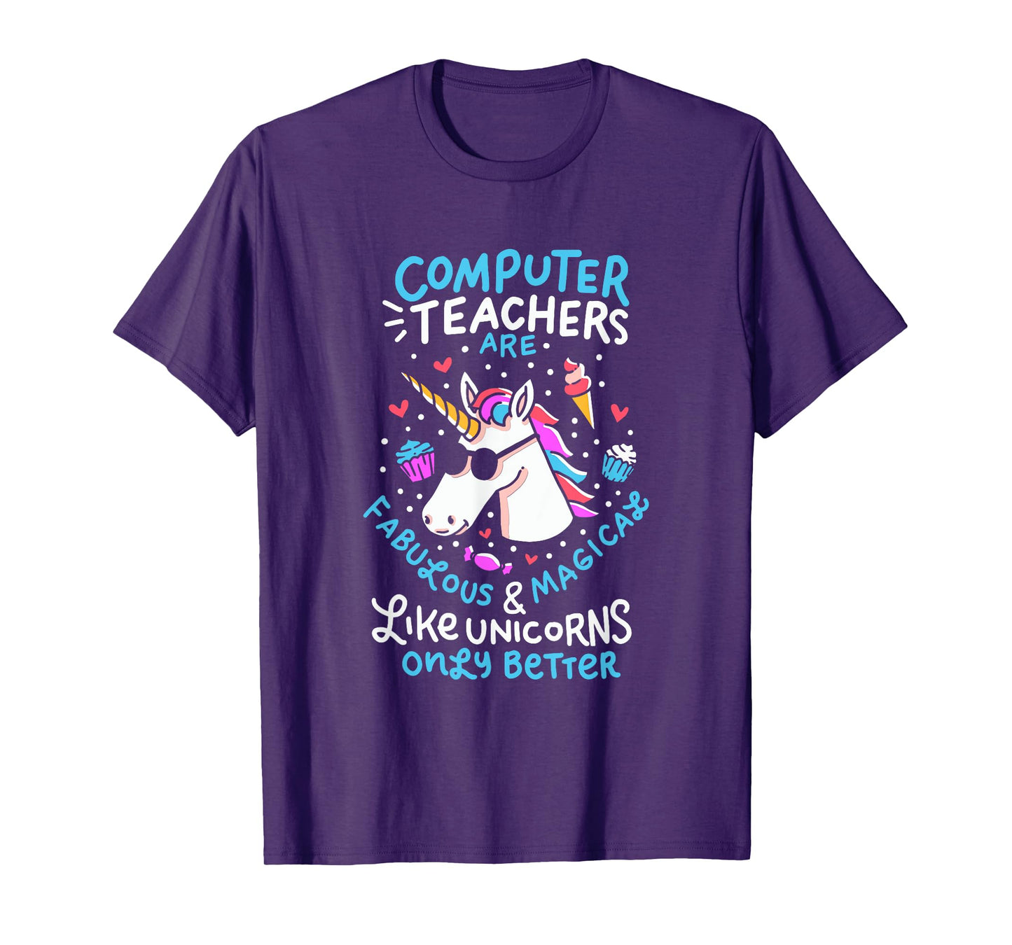 Unicorn Computer Teacher T-Shirt Teacher Apprechiation Shirt T-Shirt for Men Women Kids