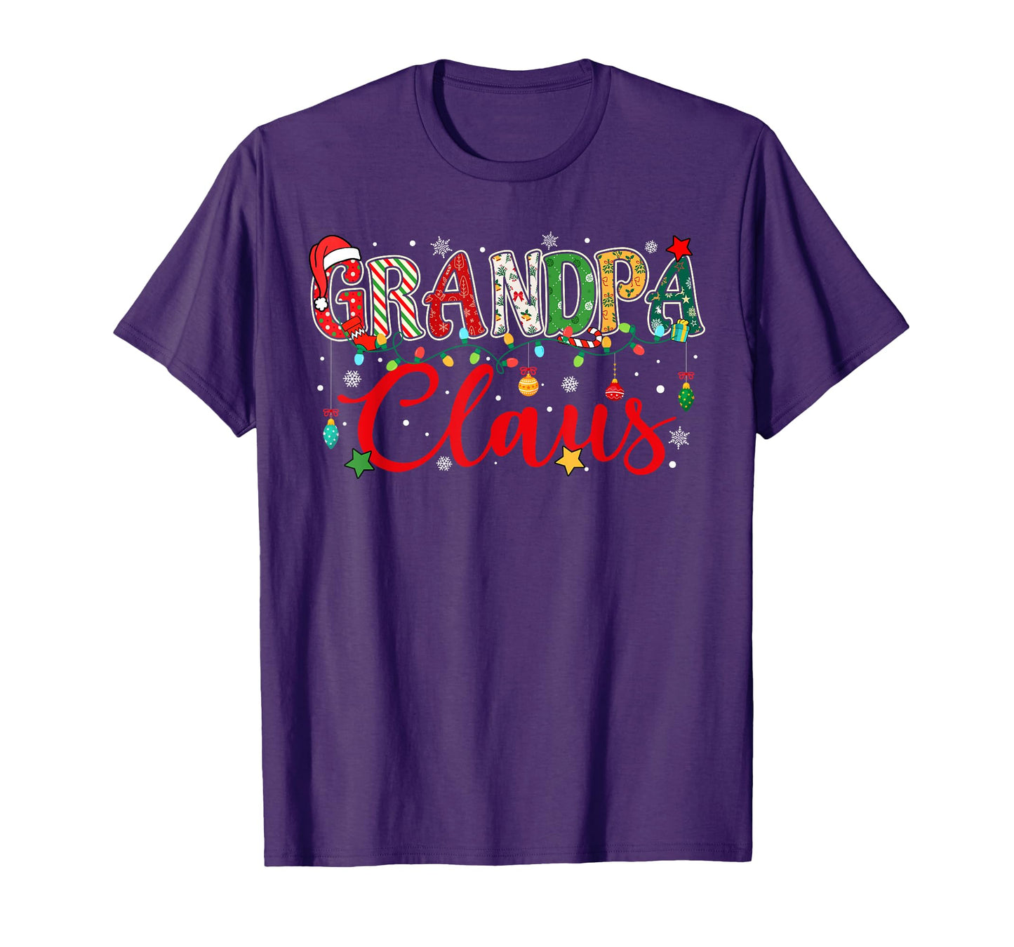 Grandpa Claus Christmas Lights Pajama Family Matching Men T-Shirt