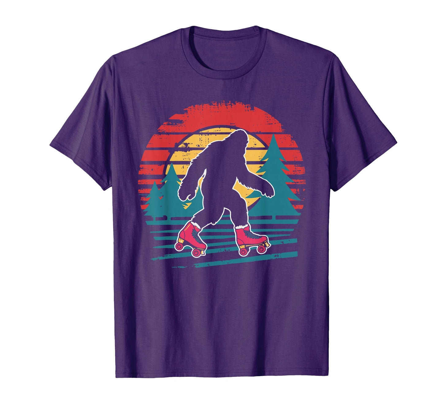 Retro Bigfoot Roller Skating Sasquatch 80s Skater T-Shirt