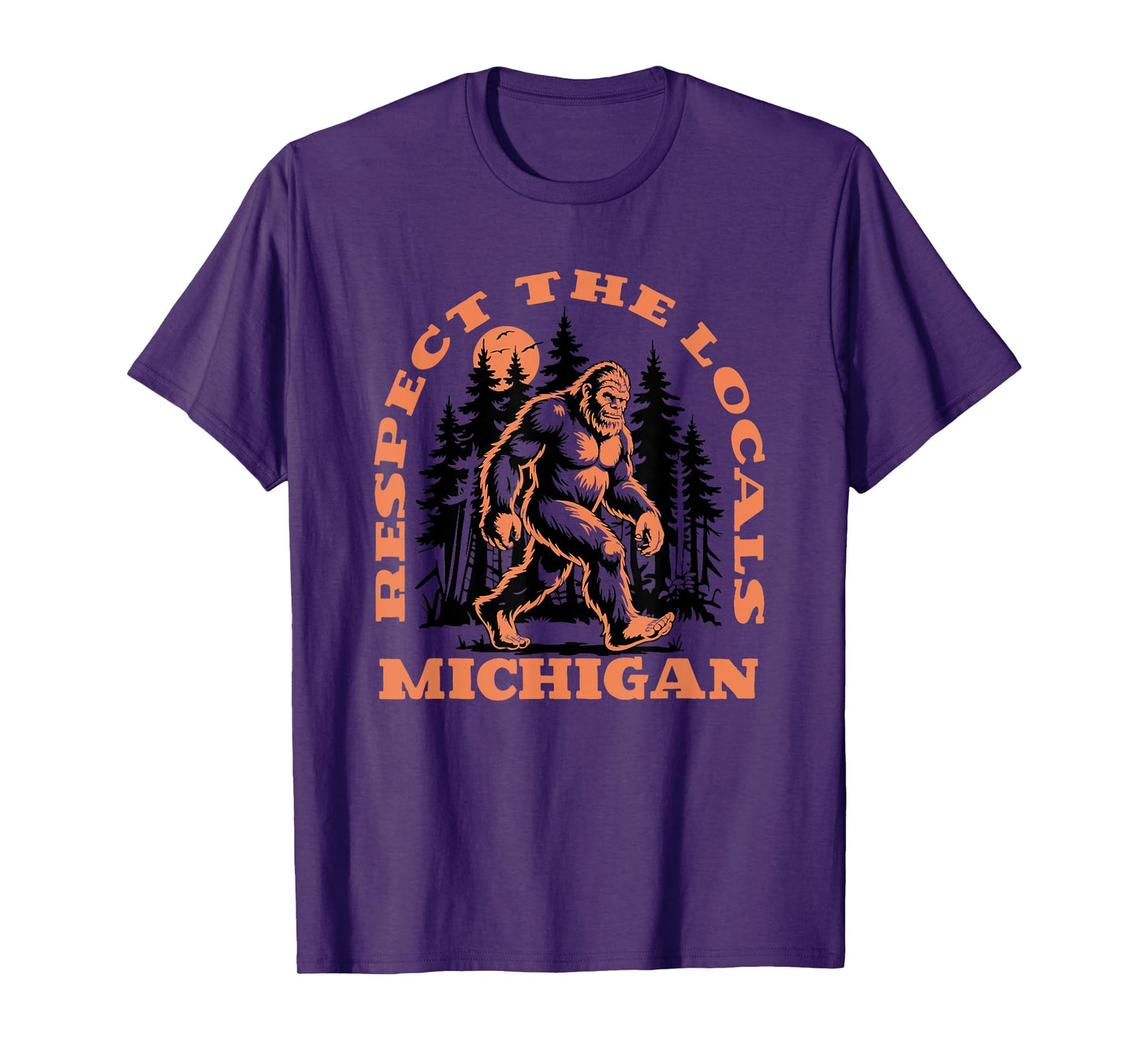 Michigan Bigfoot Respect the Locals Retro Sasquatch T-Shirt