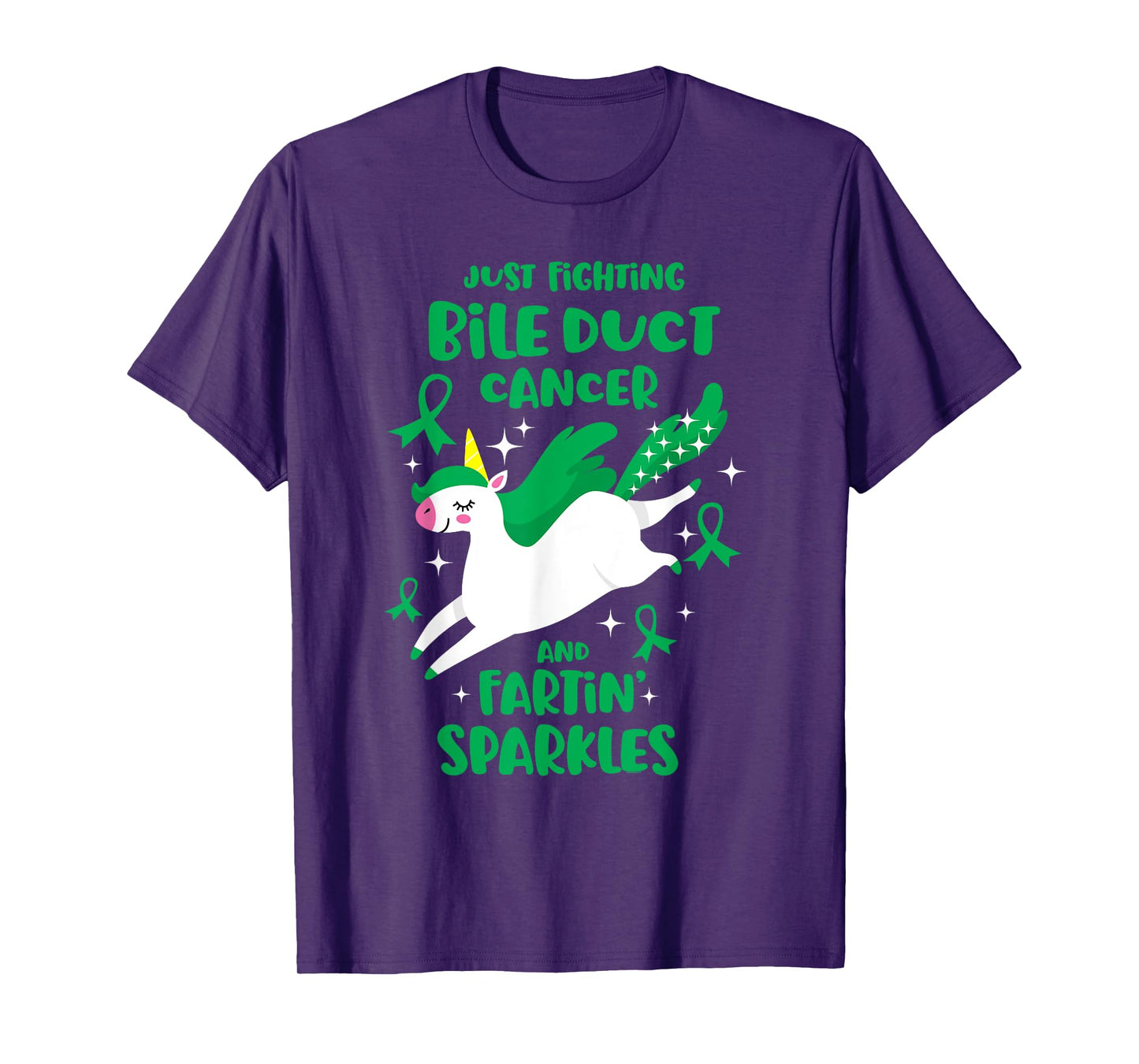 Fighting Bile Duct Cancer Quote Farting Unicorn Awareness T-Shirt