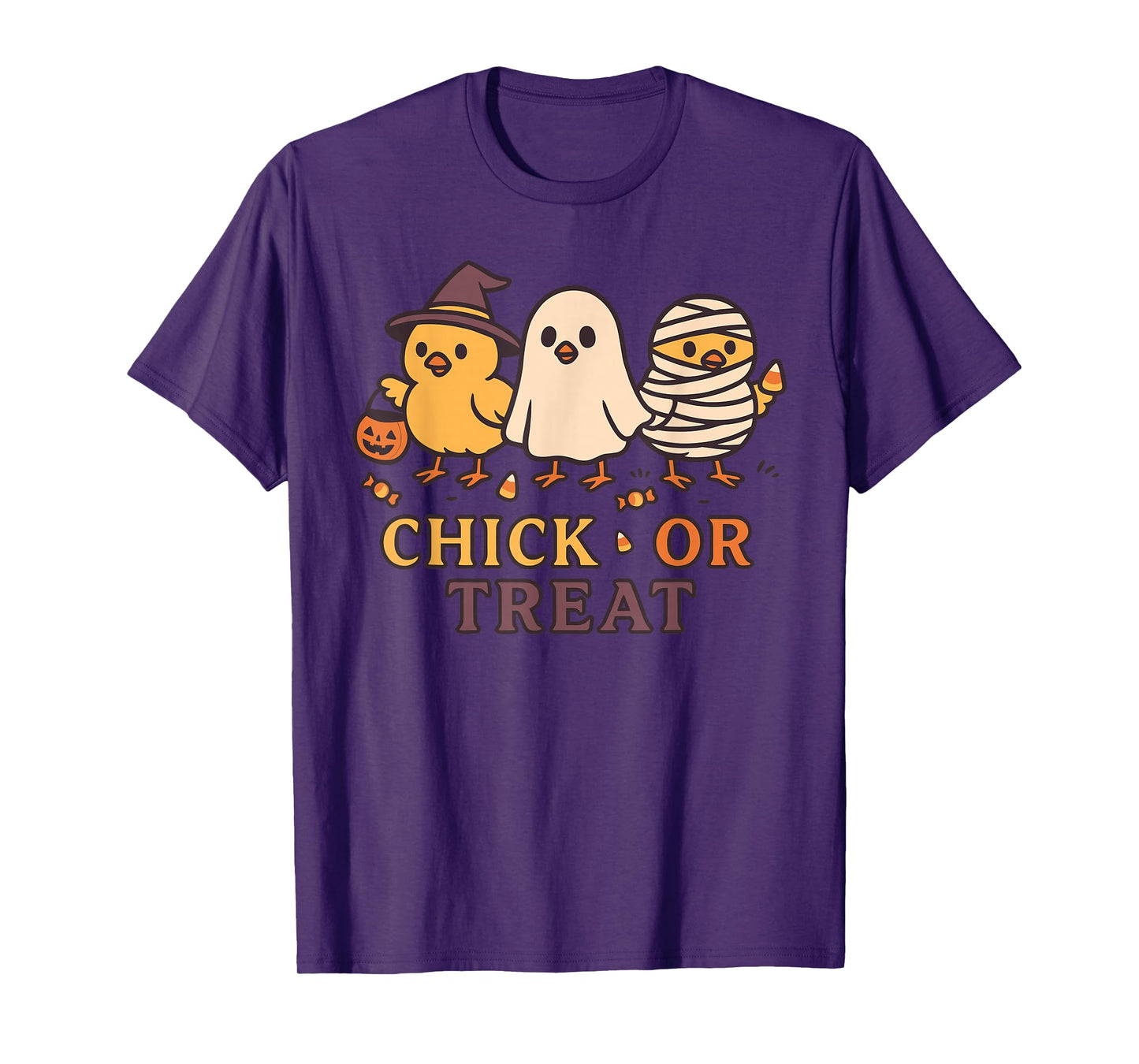 Chick or Treat Spooky Ghost Witch Mummy Chicken Costume T-Shirt