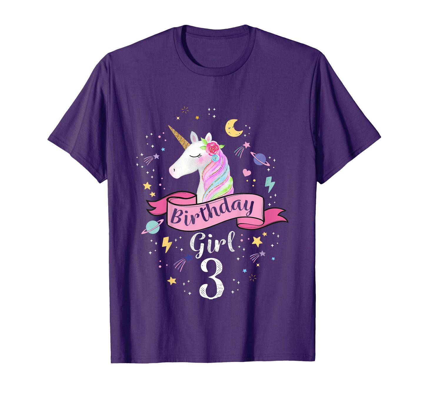 3 Year Old Girl Birthday Unicorn Shirt 3rd Birthday T-Shirt