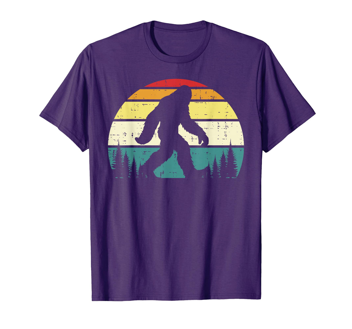 Bigfoot Sasquatch Silhouette Sunset Retro Men Women Kids T-Shirt