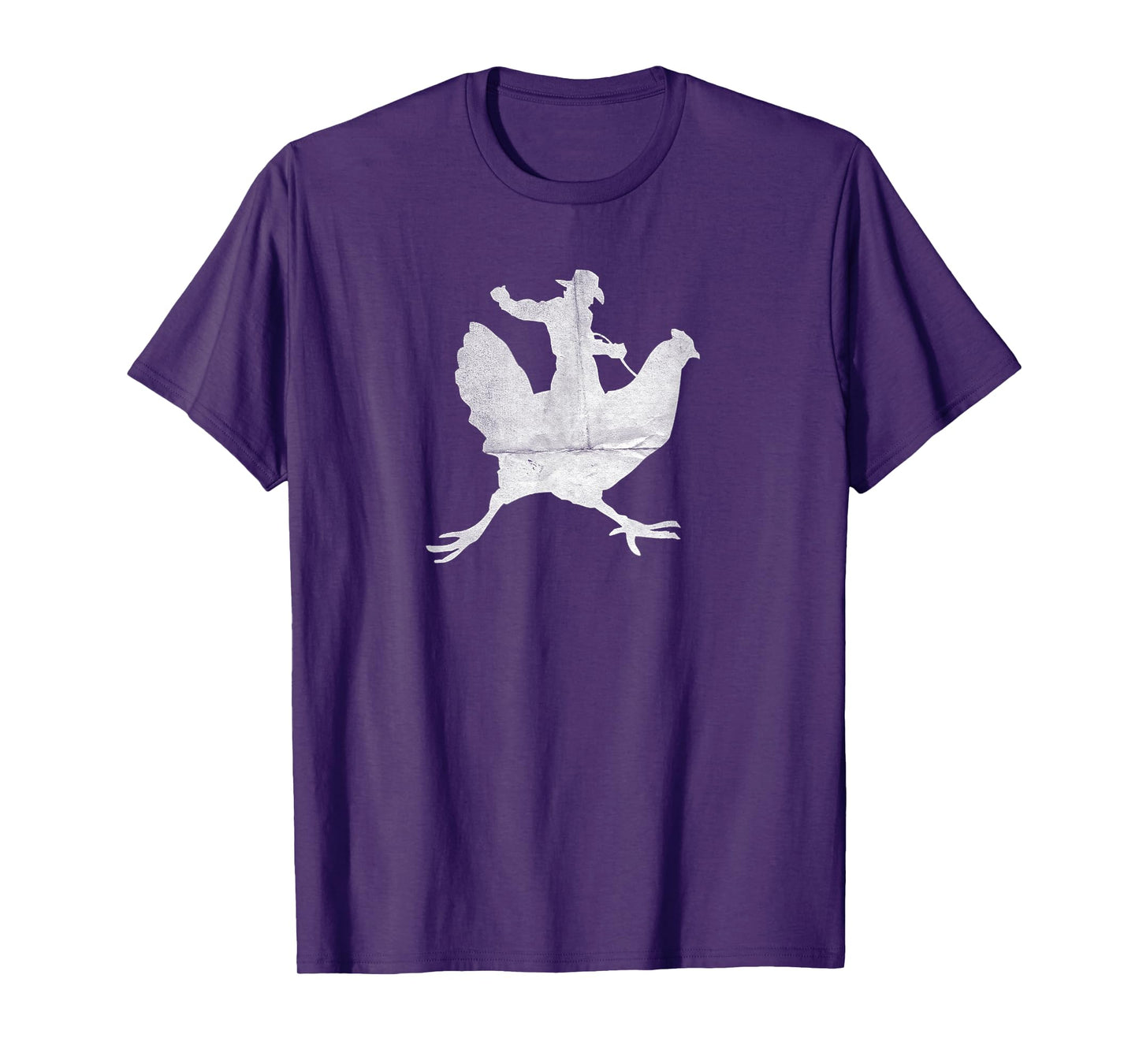 Cowboy Riding a Chicken Distressed T-Shirt