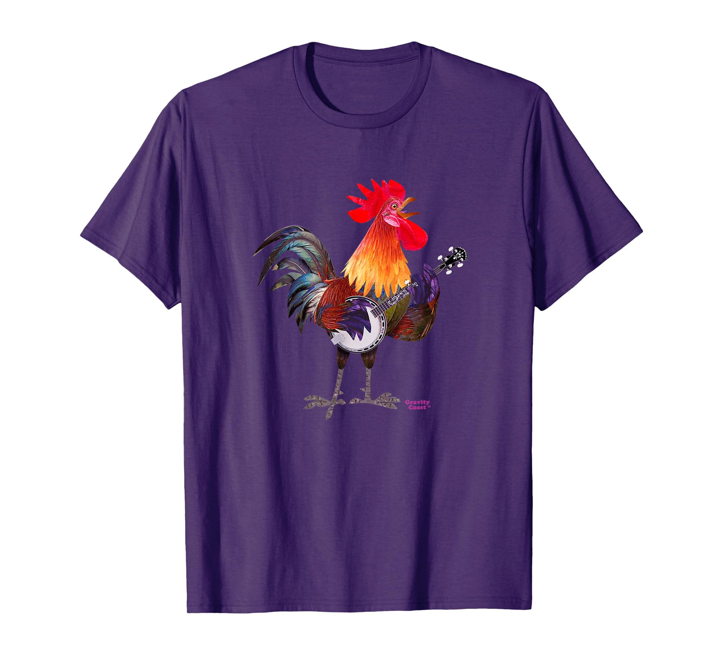 Rooster Playing Banjo on Fleck For Bluegrass Fans Musicians T-Shirt