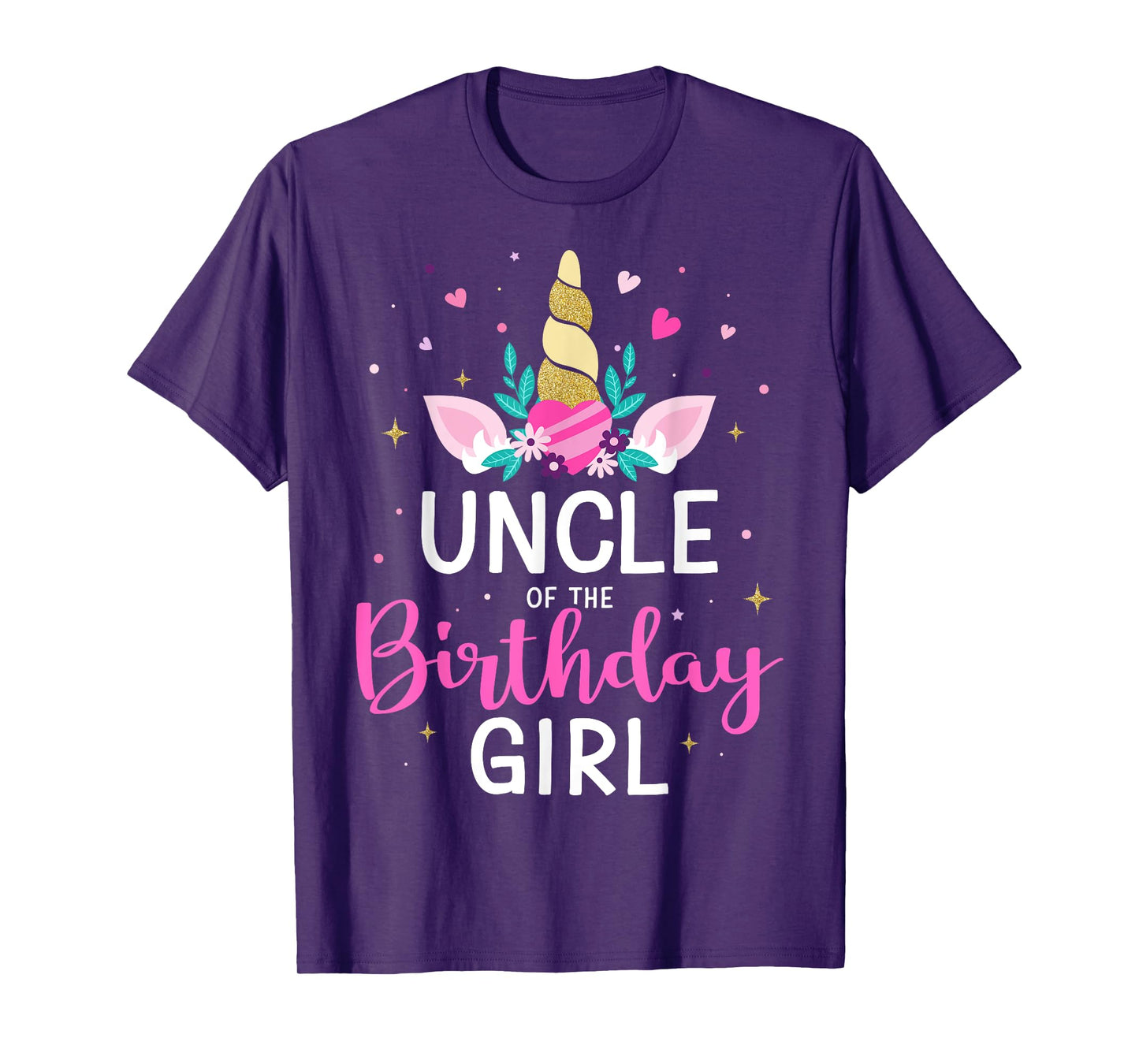 Uncle of the birthday girl matching family unicorn party T-Shirt