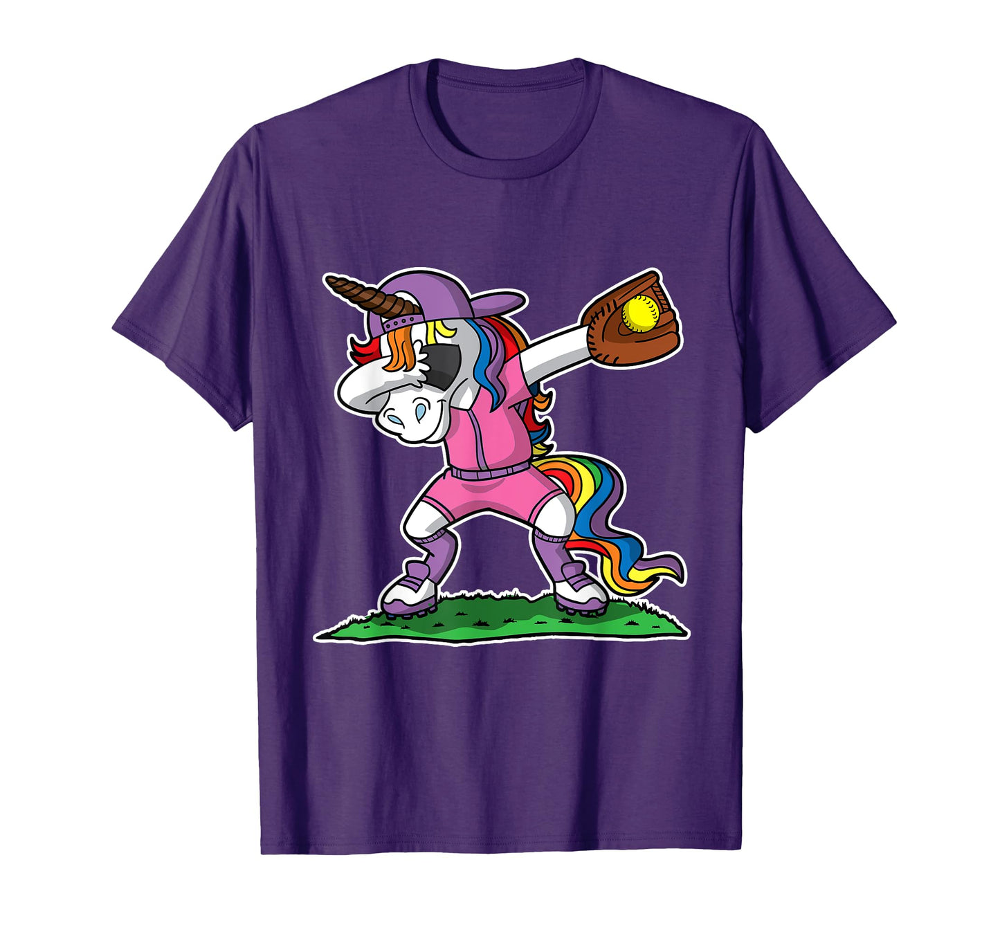 Dabbing Unicorn Softball Girls Women Kids Youth Toddler Teen T-Shirt