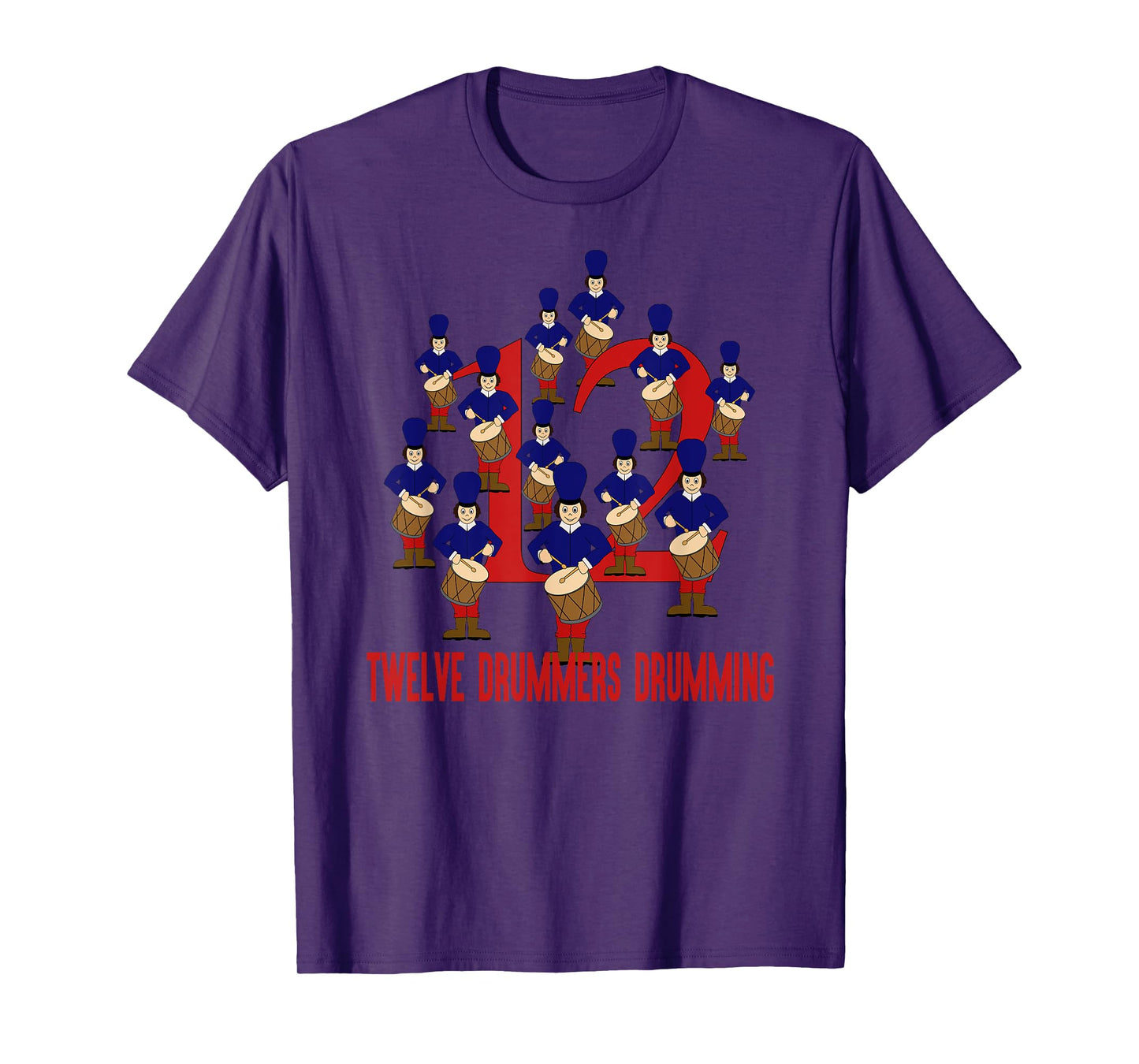 Twelve Drummers Drumming T-Shirt Song 12 Days Christmas Tee T-Shirt