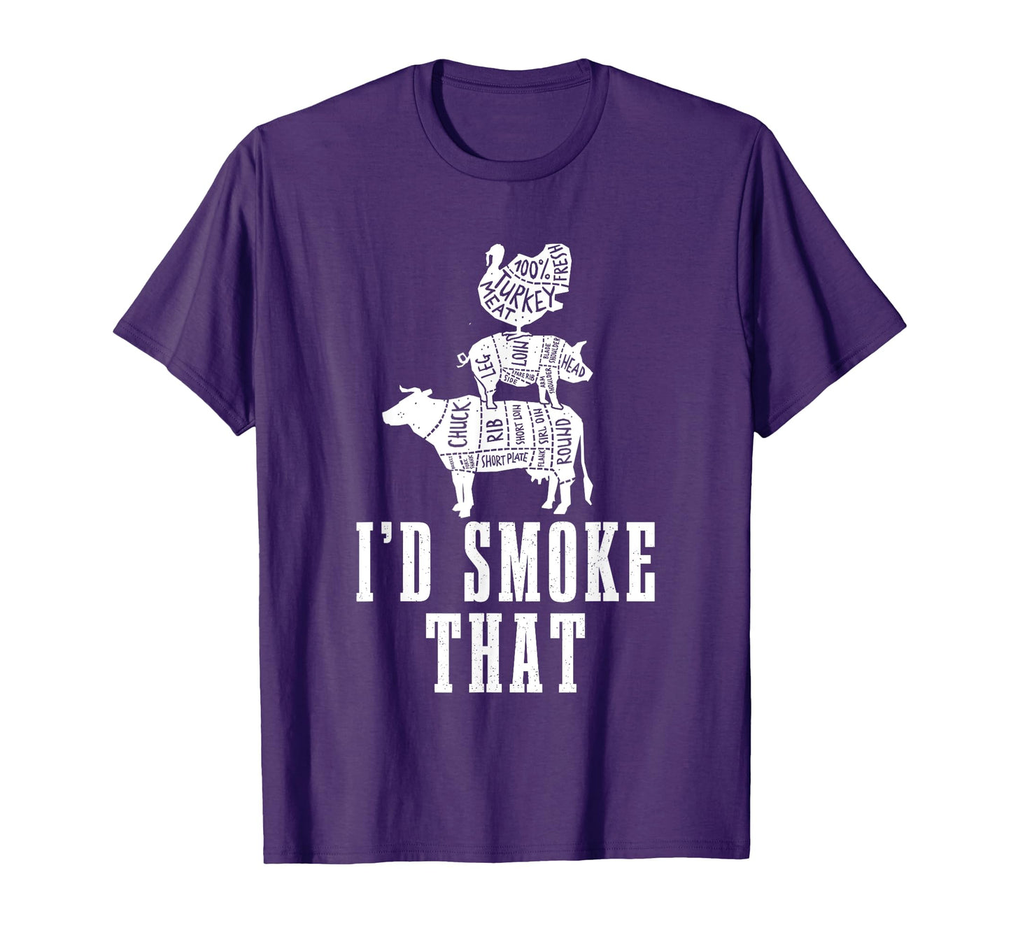 Id Smoke That Mens Cow Pig Turkey Vintage Distressed Smoker T-Shirt