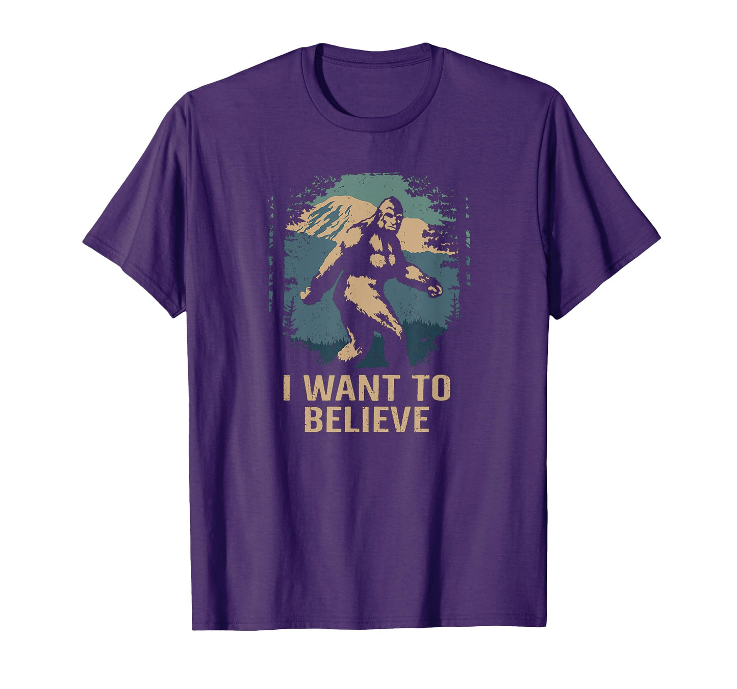 Bigfoot I Want to Believe Graphic T-Shirt Sasquatch Yeti T-Shirt
