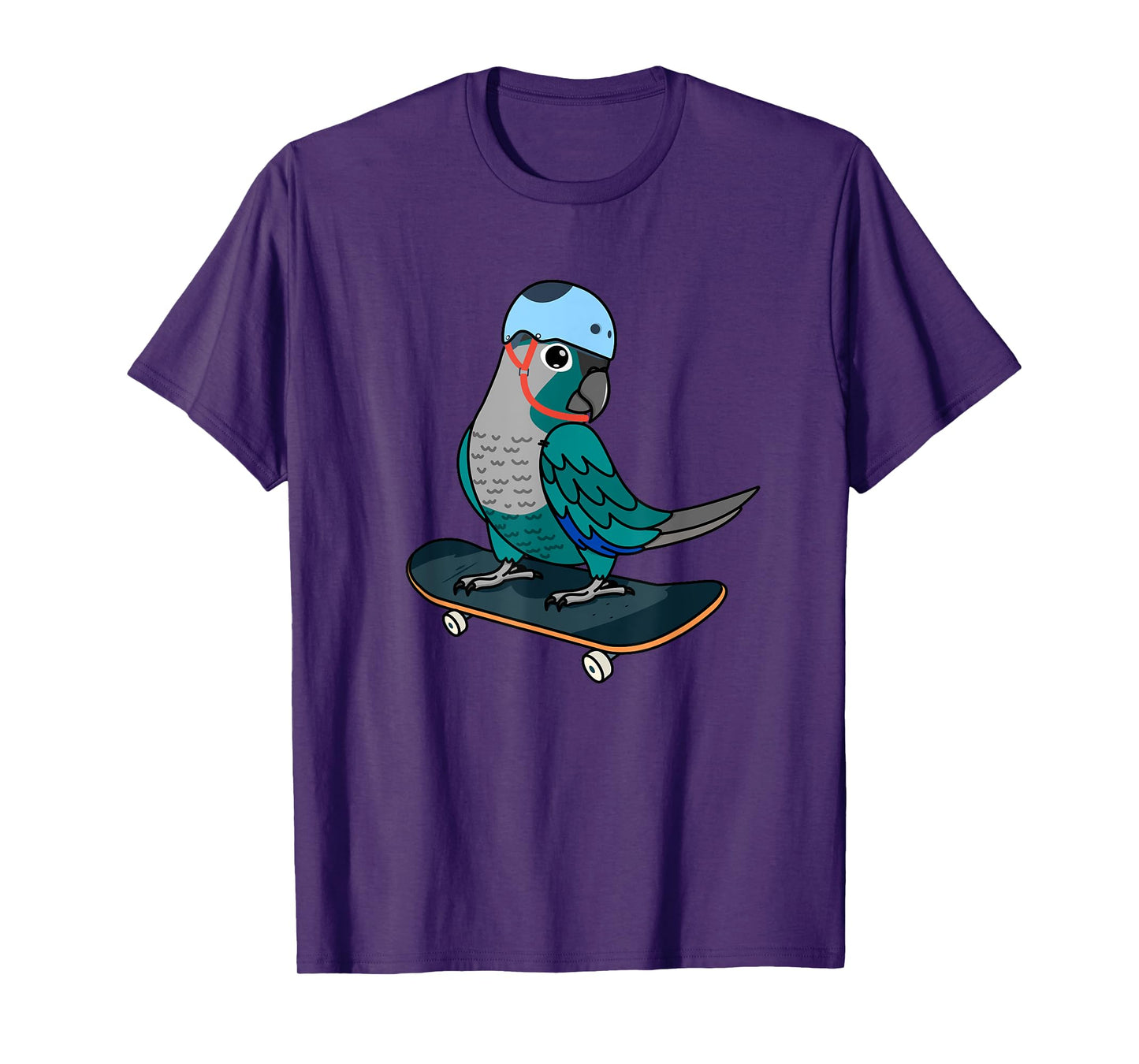 Skateboarding Parrot I Turquoise Green Cheek Conure T-Shirt