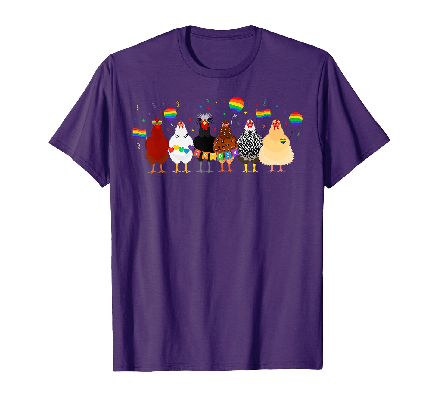 Vintage Gay Pride Chickens With Balloon Rainbow LGBTQ T-Shirt